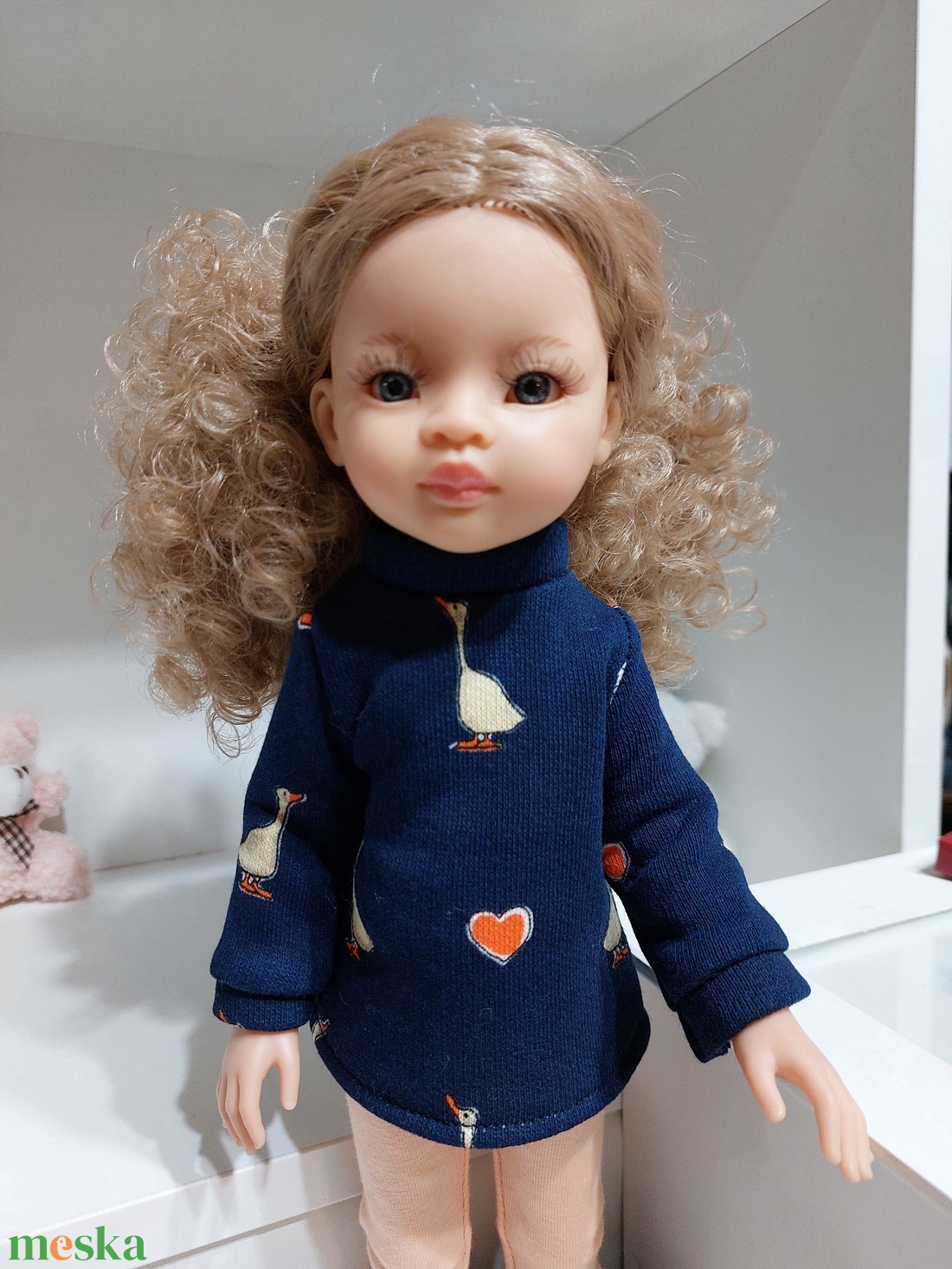 Paola Reina kislibás sötétkék hosszú pulcsis szett - játék & sport - baba & babaház - babaruha, babakellék - Meska.hu