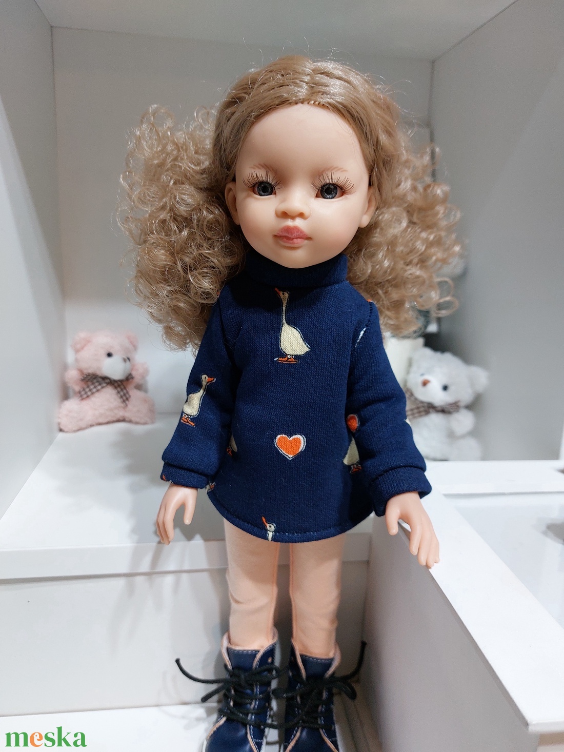 Paola Reina kislibás sötétkék hosszú pulcsis szett - játék & sport - baba & babaház - babaruha, babakellék - Meska.hu