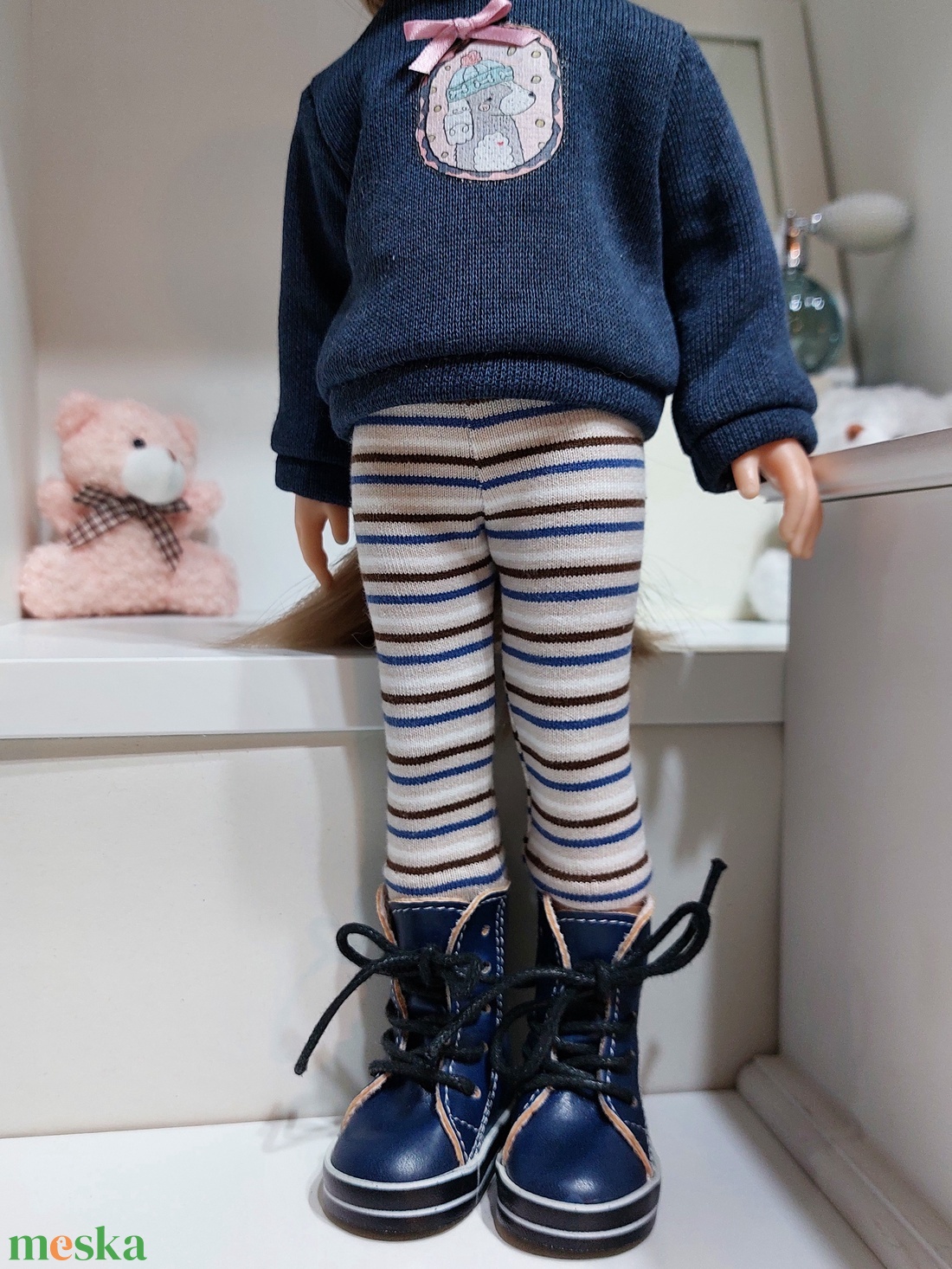 Paola Reina sötétkék hosszú ujjú pulcsis szett - játék & sport - baba & babaház - babaruha, babakellék - Meska.hu