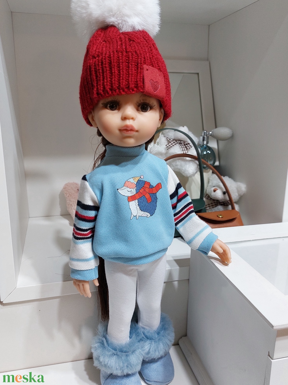 Paola Reina téli sünis hosszú ujjú pulcsis szett - játék & sport - baba & babaház - babaruha, babakellék - Meska.hu