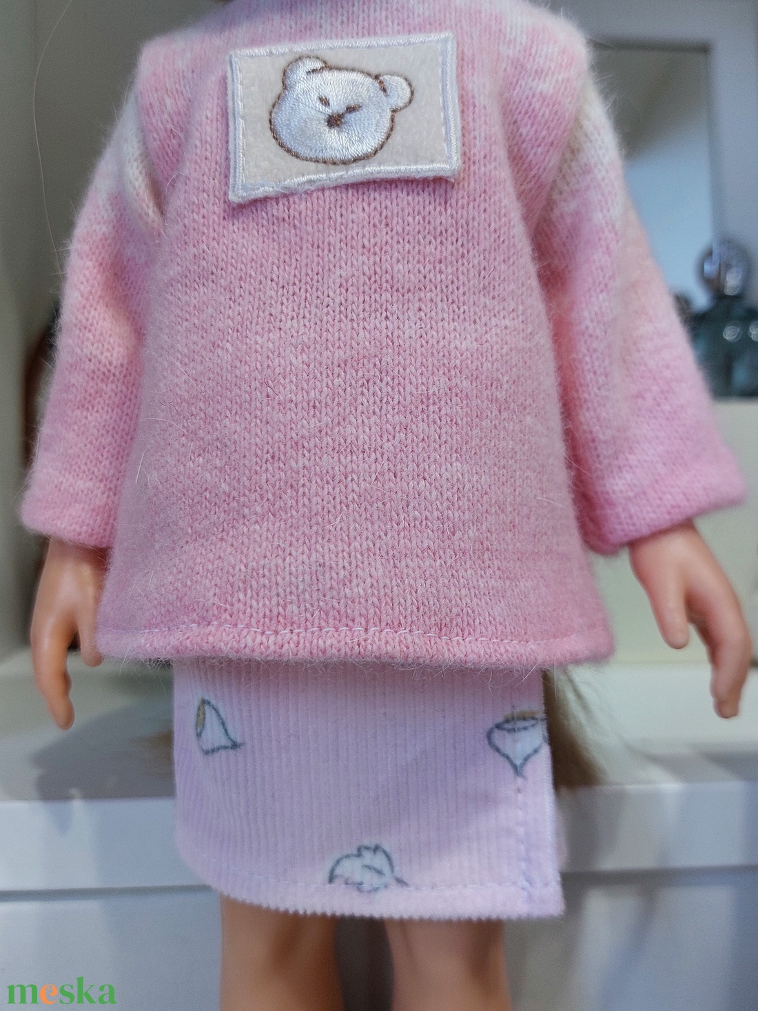 Paola Reina rózsaszín kötött pulcsis szett - játék & sport - baba & babaház - babaruha, babakellék - Meska.hu