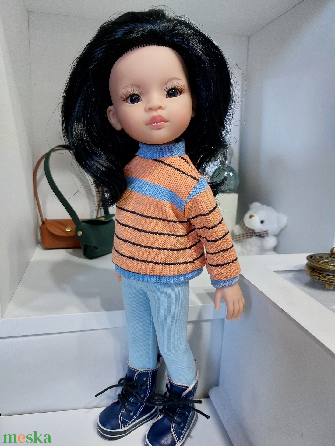 Paola Reina csíkos hosszú ujjú pulcsis szett - játék & sport - baba & babaház - babaruha, babakellék - Meska.hu