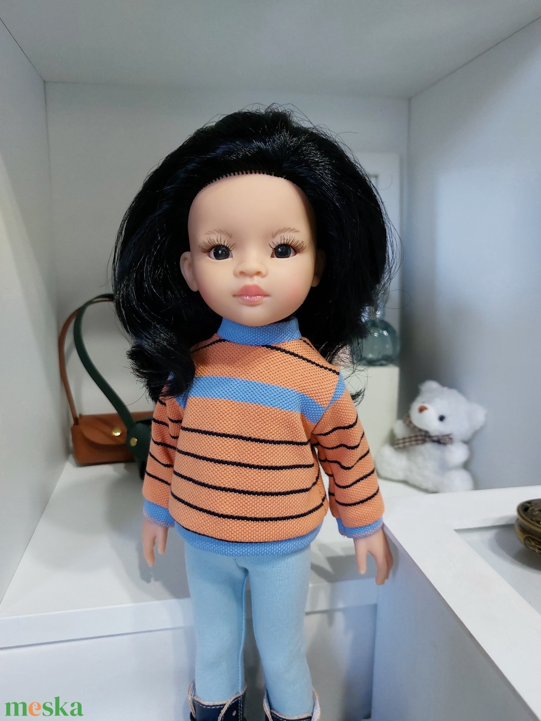 Paola Reina csíkos hosszú ujjú pulcsis szett - játék & sport - baba & babaház - babaruha, babakellék - Meska.hu