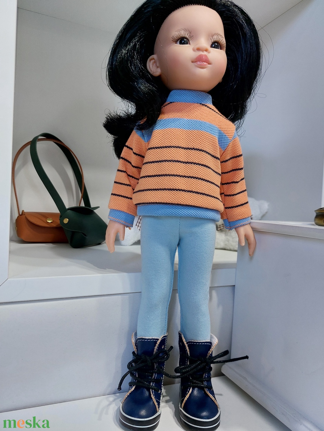 Paola Reina csíkos hosszú ujjú pulcsis szett - játék & sport - baba & babaház - babaruha, babakellék - Meska.hu