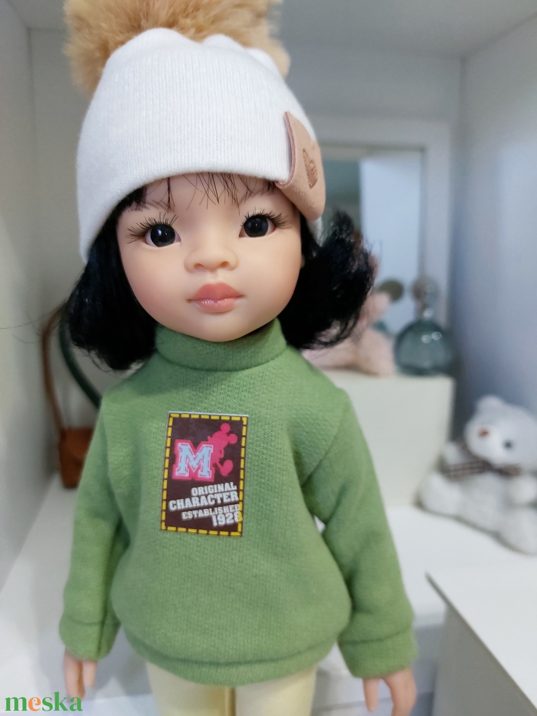 Paola Reina zöld hosszú ujjú pulcsis szett - játék & sport - baba & babaház - babaruha, babakellék - Meska.hu