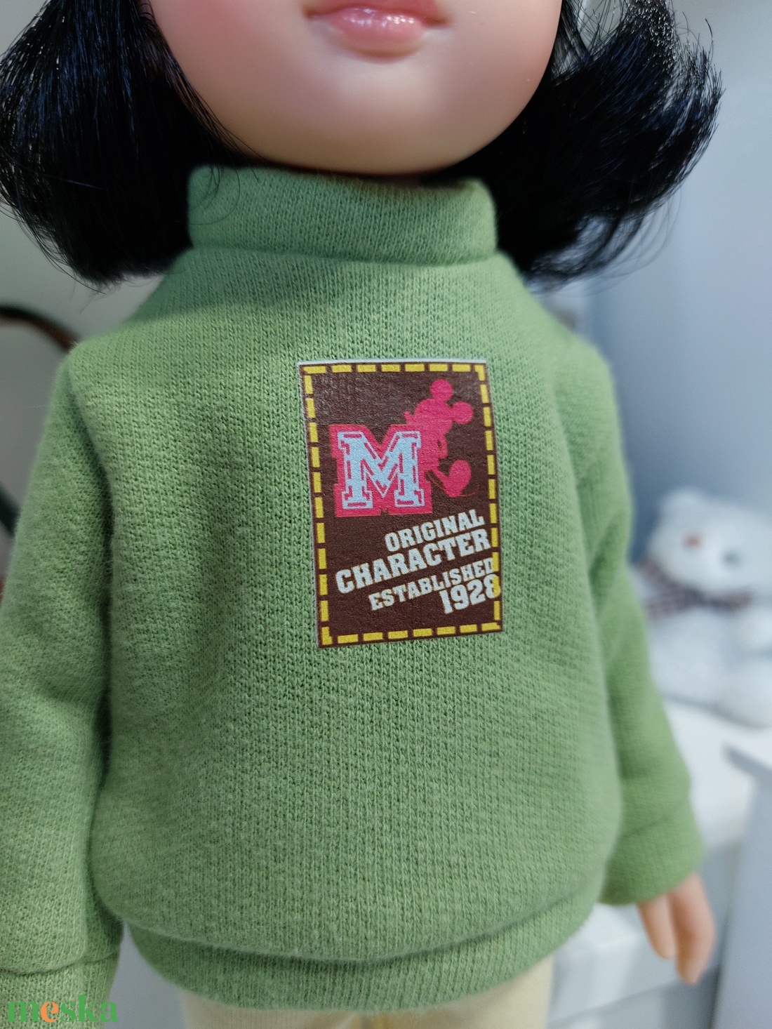 Paola Reina zöld hosszú ujjú pulcsis szett - játék & sport - baba & babaház - babaruha, babakellék - Meska.hu