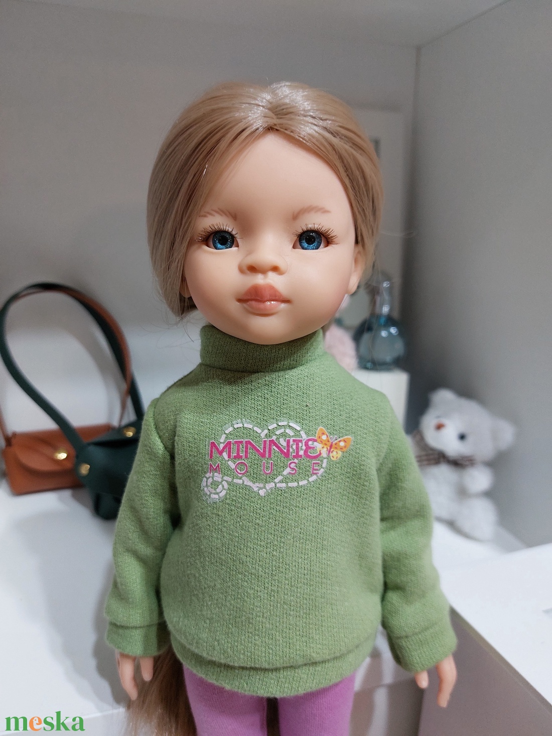Paola Reina zöld Minnies hosszú ujjú pulcsis szett - játék & sport - baba & babaház - babaruha, babakellék - Meska.hu