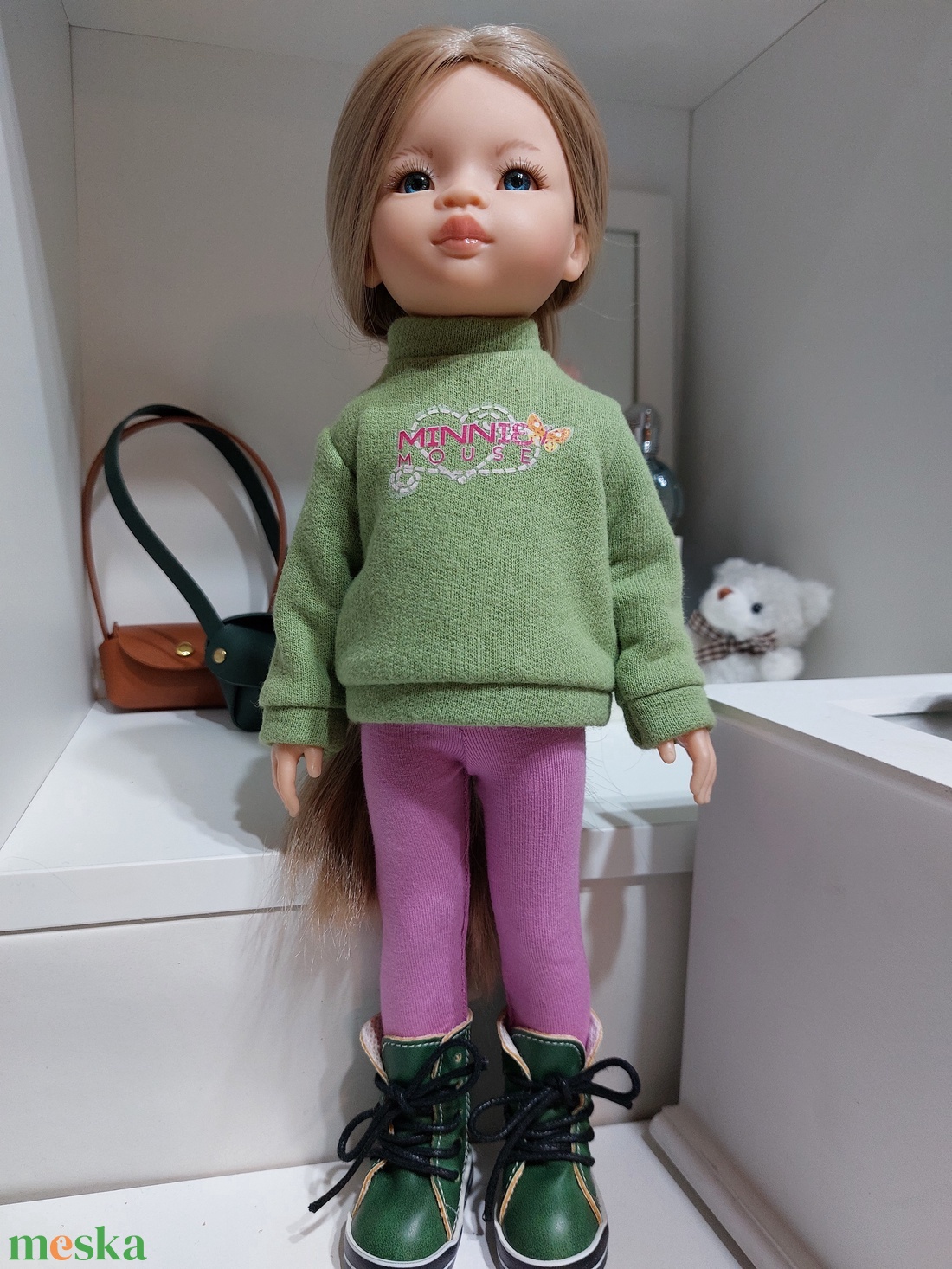 Paola Reina zöld Minnies hosszú ujjú pulcsis szett - játék & sport - baba & babaház - babaruha, babakellék - Meska.hu