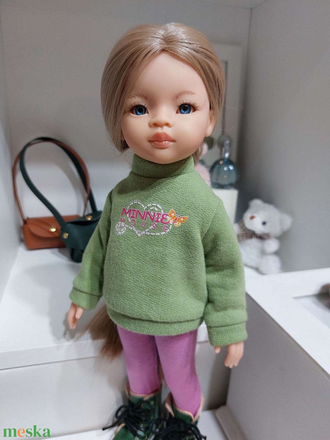 Paola Reina zöld Minnies hosszú ujjú pulcsis szett - játék & sport - baba & babaház - babaruha, babakellék - Meska.hu