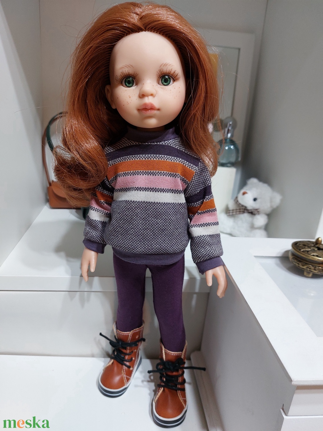 Paola Reina lilás csíkos hosszú ujjú pulcsis szett - játék & sport - baba & babaház - babaruha, babakellék - Meska.hu