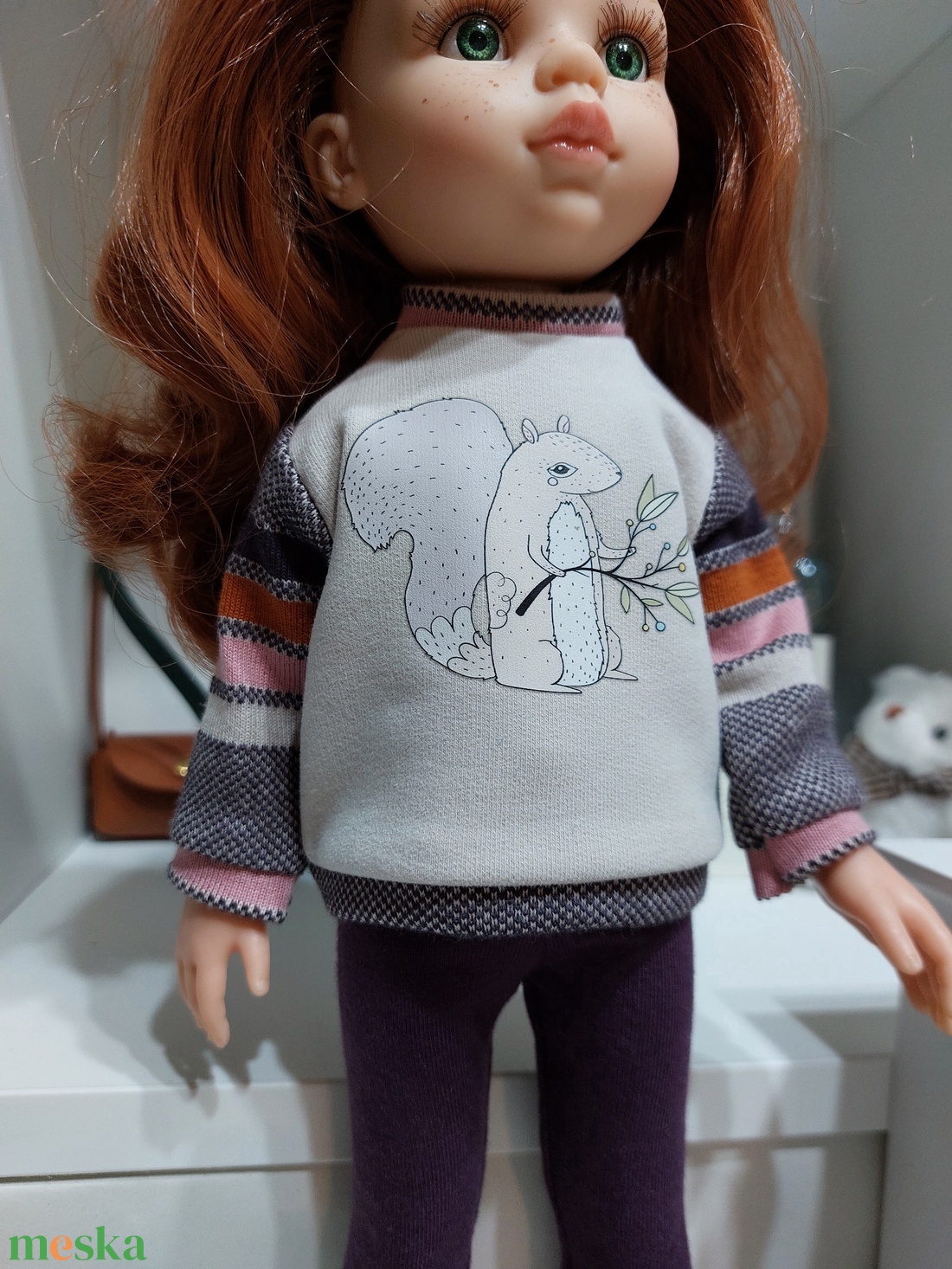 Paola Reina mókusos csíkos hosszú ujjú pulcsis szett - játék & sport - baba & babaház - babaruha, babakellék - Meska.hu