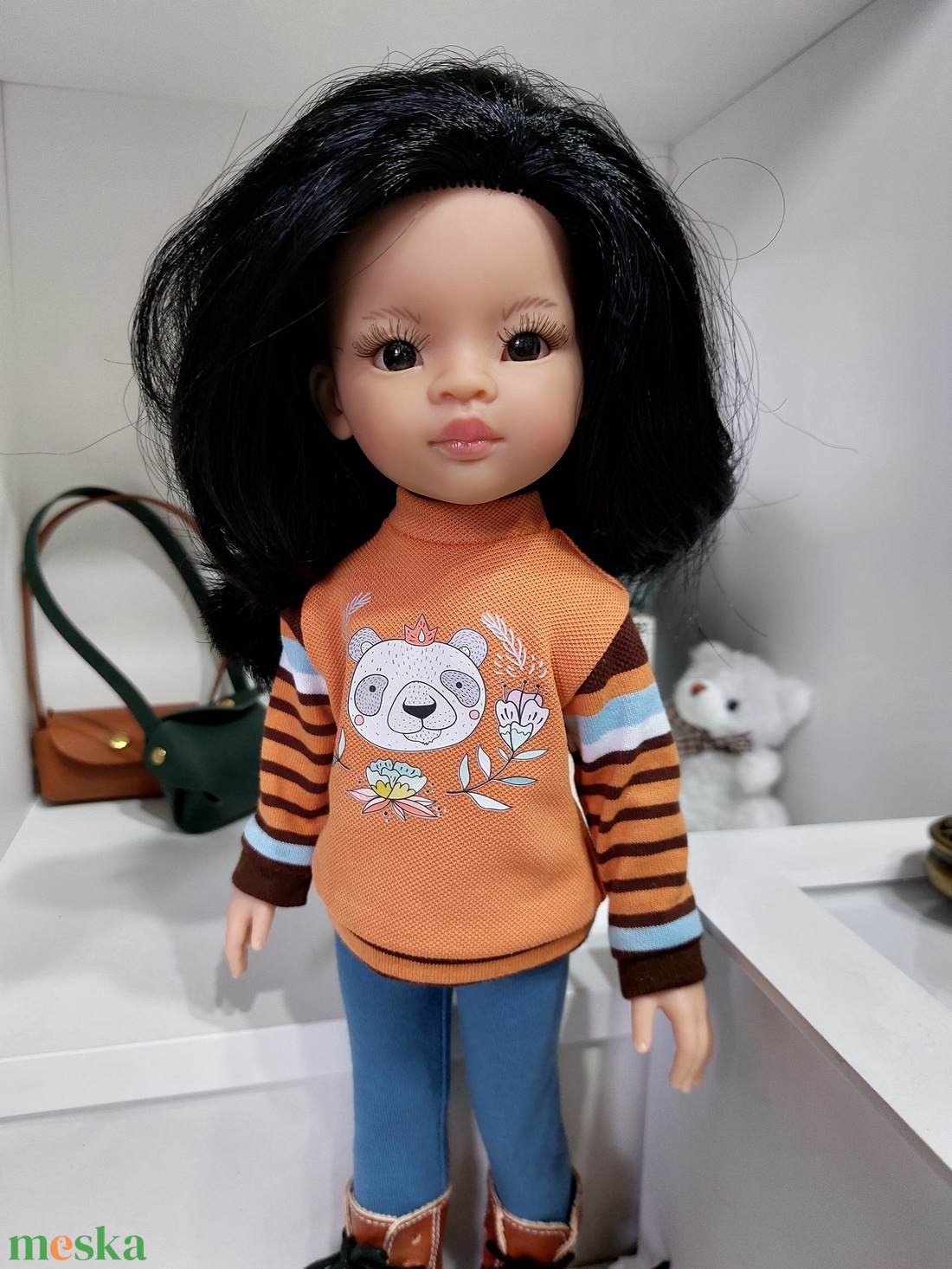 Paola Reina pandás csíkos hosszú ujjú pulcsis szett - játék & sport - baba & babaház - babaruha, babakellék - Meska.hu