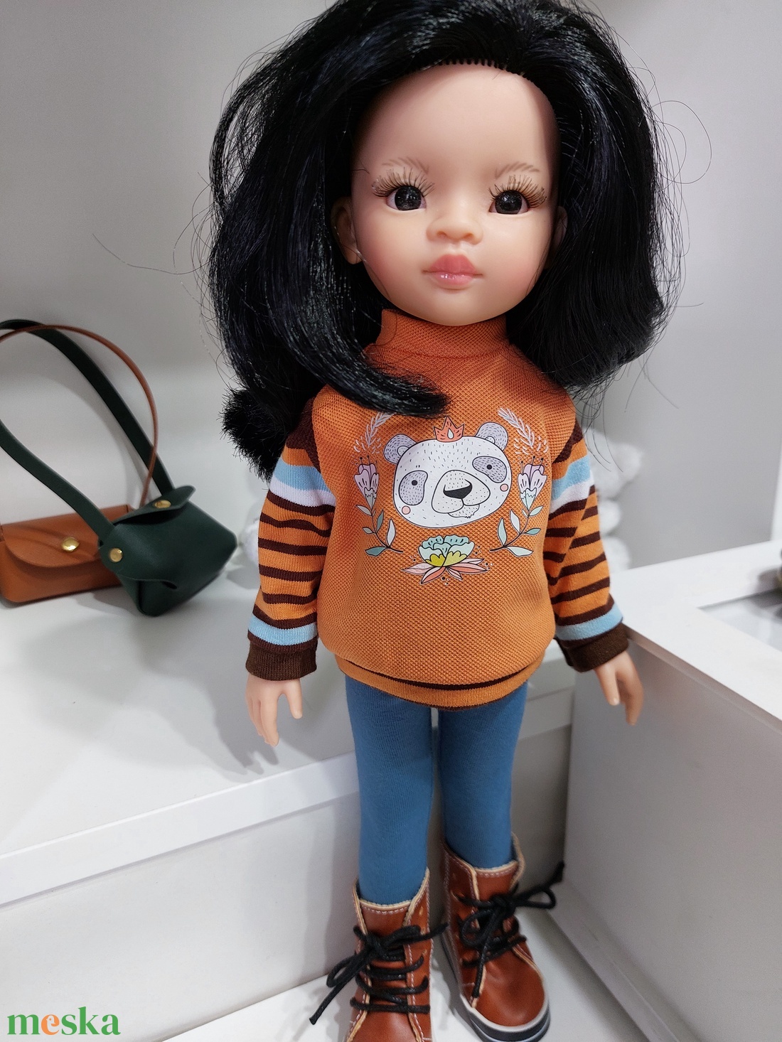 Paola Reina pandás csíkos hosszú ujjú pulcsis szett - játék & sport - baba & babaház - babaruha, babakellék - Meska.hu