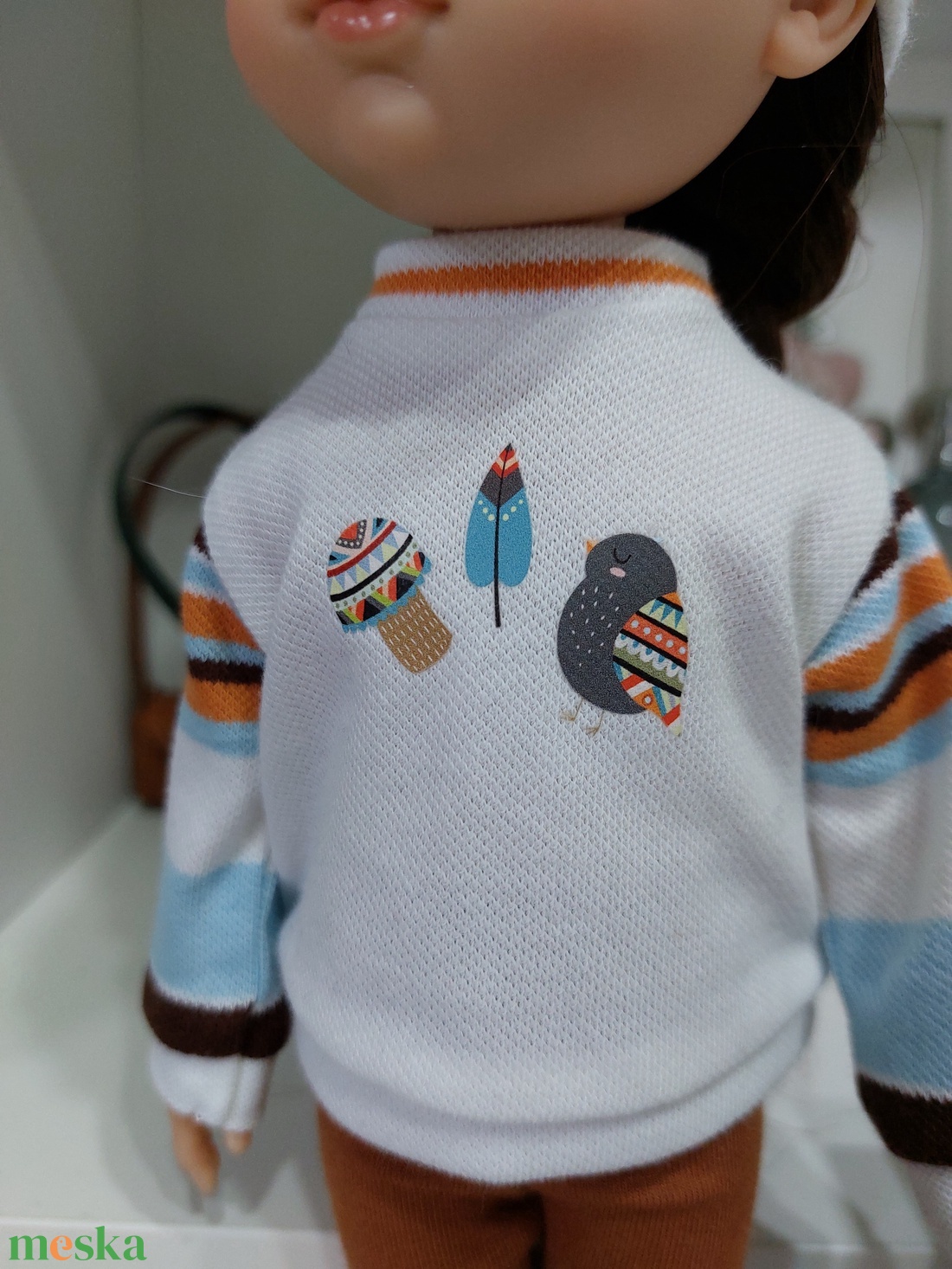 Paola Reina őszi erdő mintás csíkos hosszú ujjú pulcsis szett - játék & sport - baba & babaház - babaruha, babakellék - Meska.hu