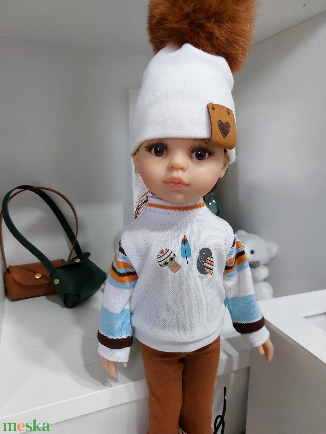 Paola Reina őszi erdő mintás csíkos hosszú ujjú pulcsis szett - játék & sport - baba & babaház - babaruha, babakellék - Meska.hu