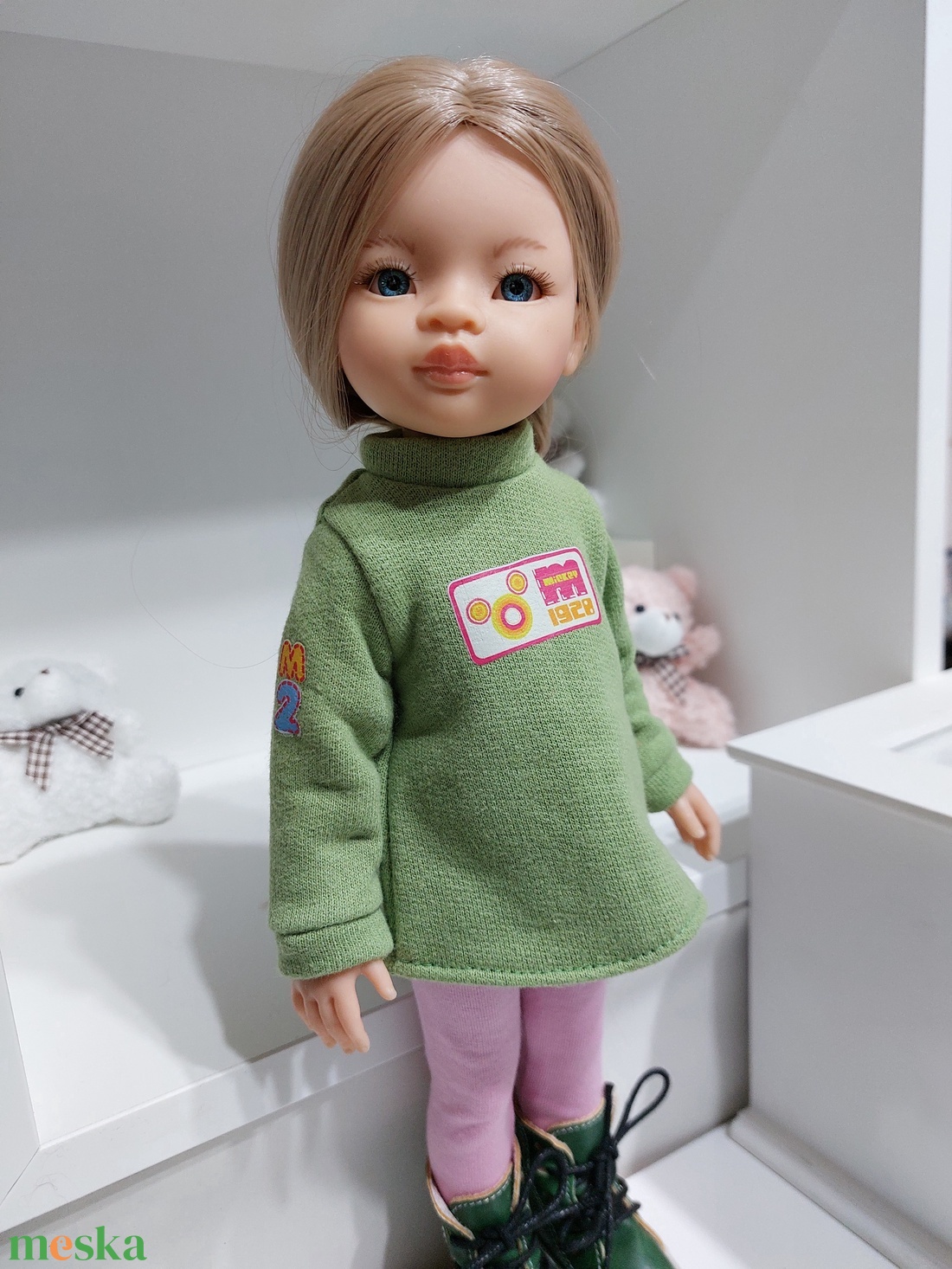 Paola Reina zöld Mickeys hosszú ujjú pulcsis szett - játék & sport - baba & babaház - babaruha, babakellék - Meska.hu