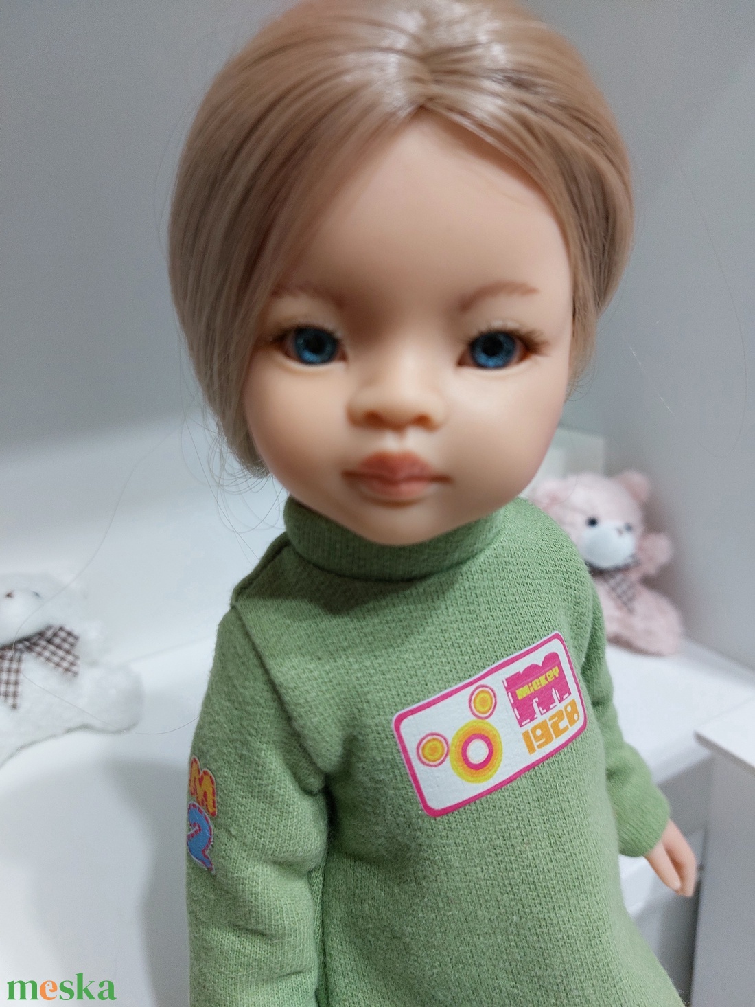 Paola Reina zöld Mickeys hosszú ujjú pulcsis szett - játék & sport - baba & babaház - babaruha, babakellék - Meska.hu