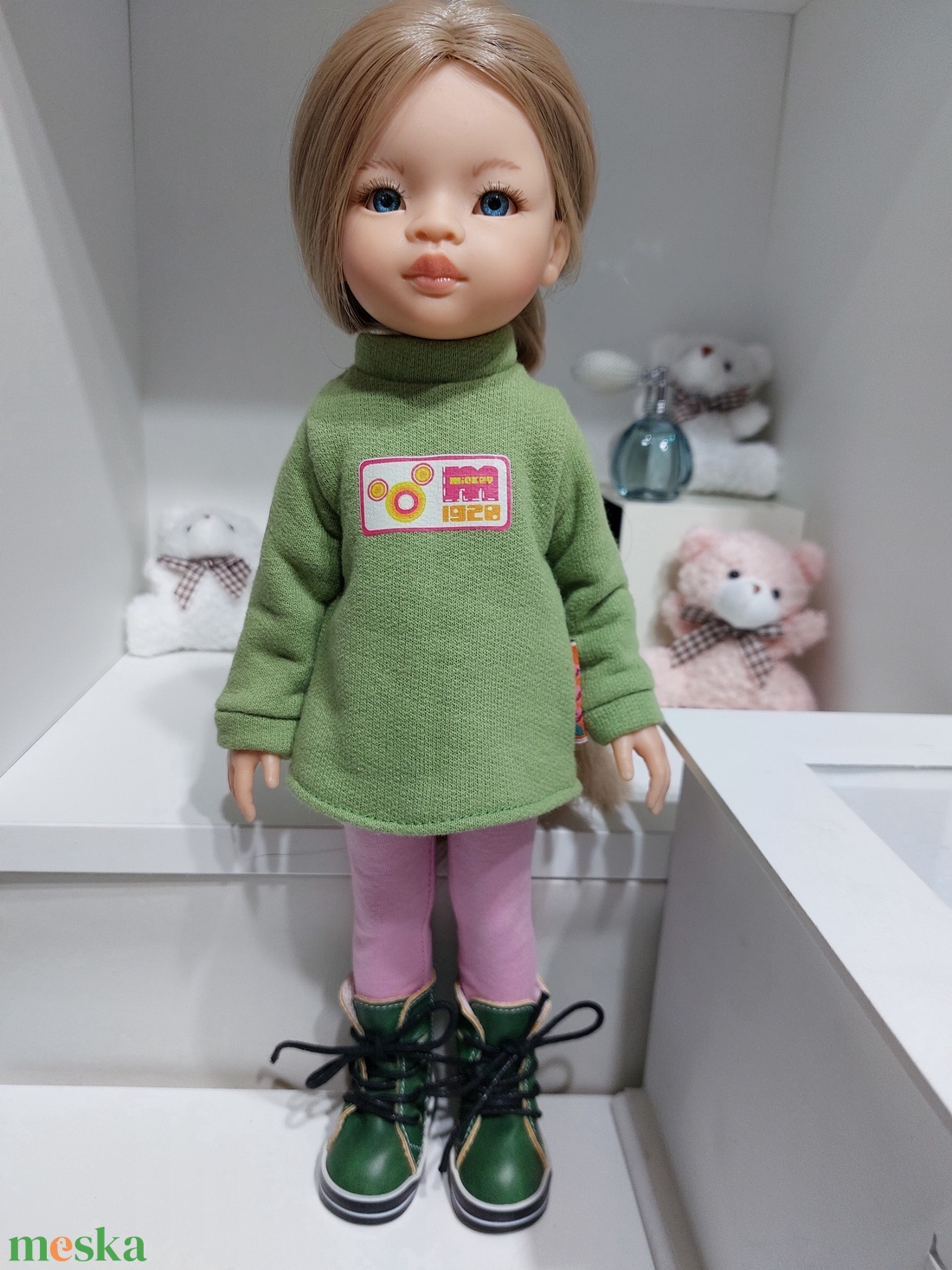 Paola Reina zöld Mickeys hosszú ujjú pulcsis szett - játék & sport - baba & babaház - babaruha, babakellék - Meska.hu