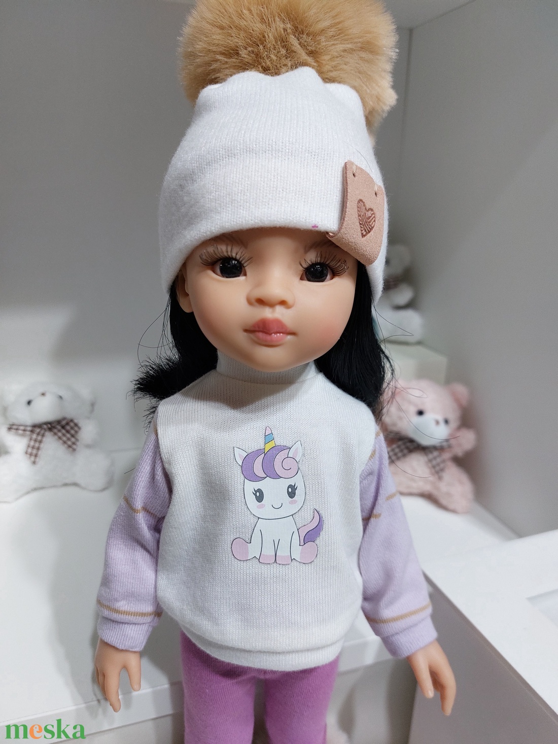 Paola Reina unikornisbébis csíkos hosszú ujjú pulcsis szett - játék & sport - baba & babaház - babaruha, babakellék - Meska.hu