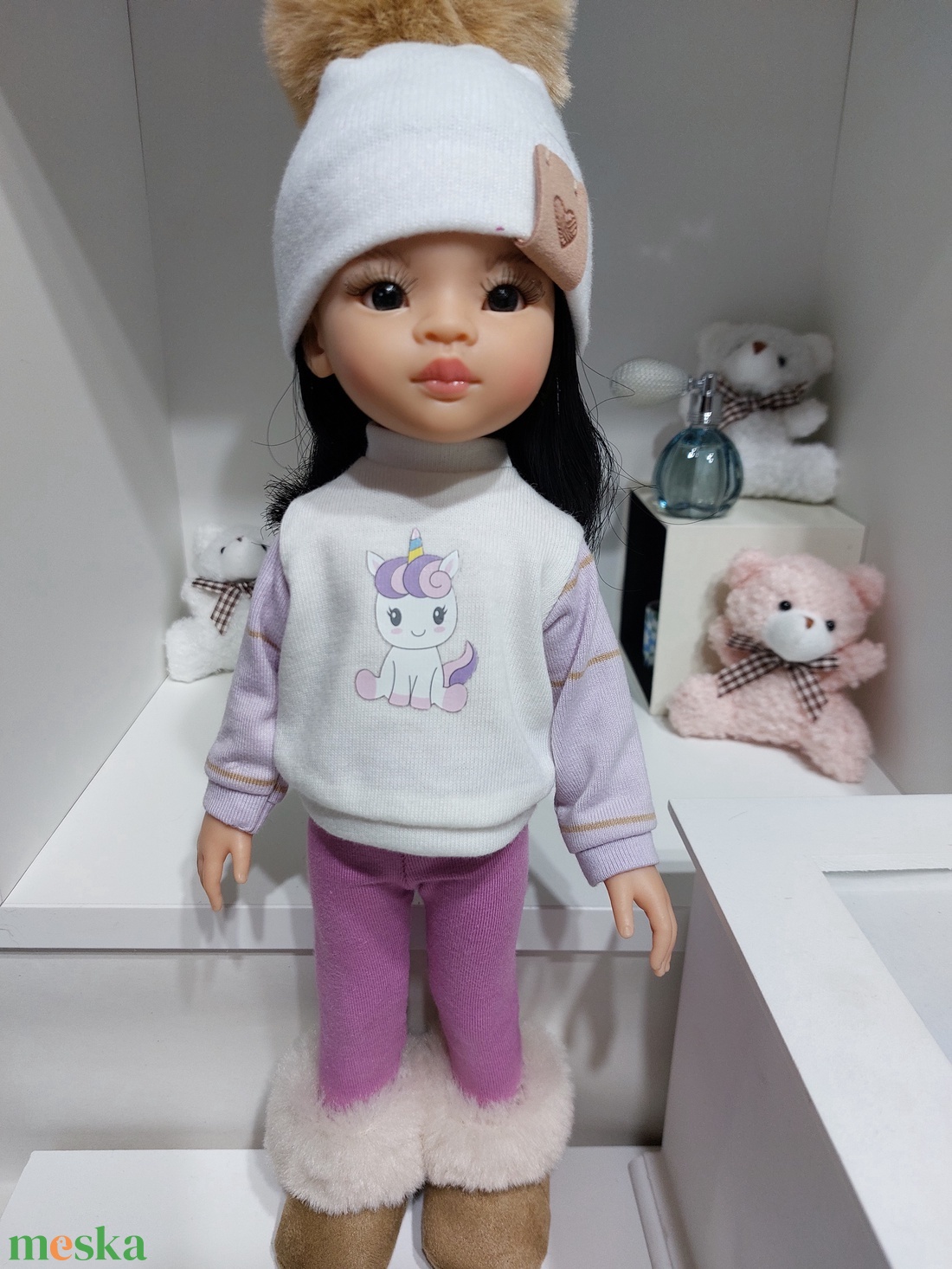 Paola Reina unikornisbébis csíkos hosszú ujjú pulcsis szett - játék & sport - baba & babaház - babaruha, babakellék - Meska.hu