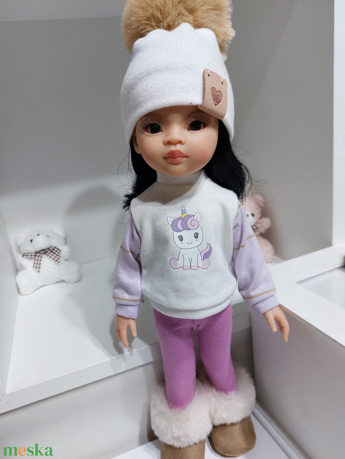 Paola Reina unikornisbébis csíkos hosszú ujjú pulcsis szett - játék & sport - baba & babaház - babaruha, babakellék - Meska.hu