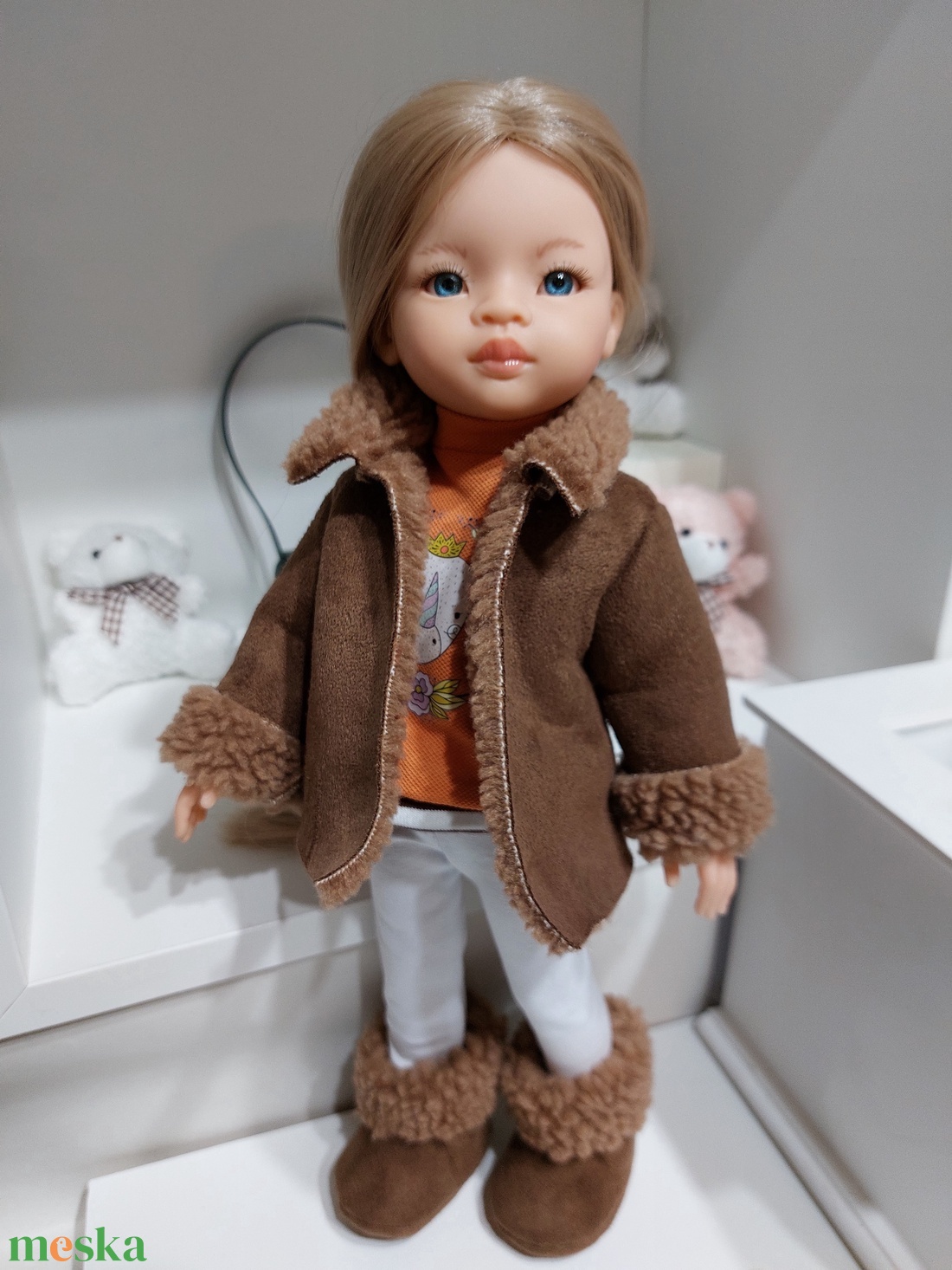 Paola Reina rövid csokoládébarna szőrmekabátka - játék & sport - baba & babaház - babaruha, babakellék - Meska.hu