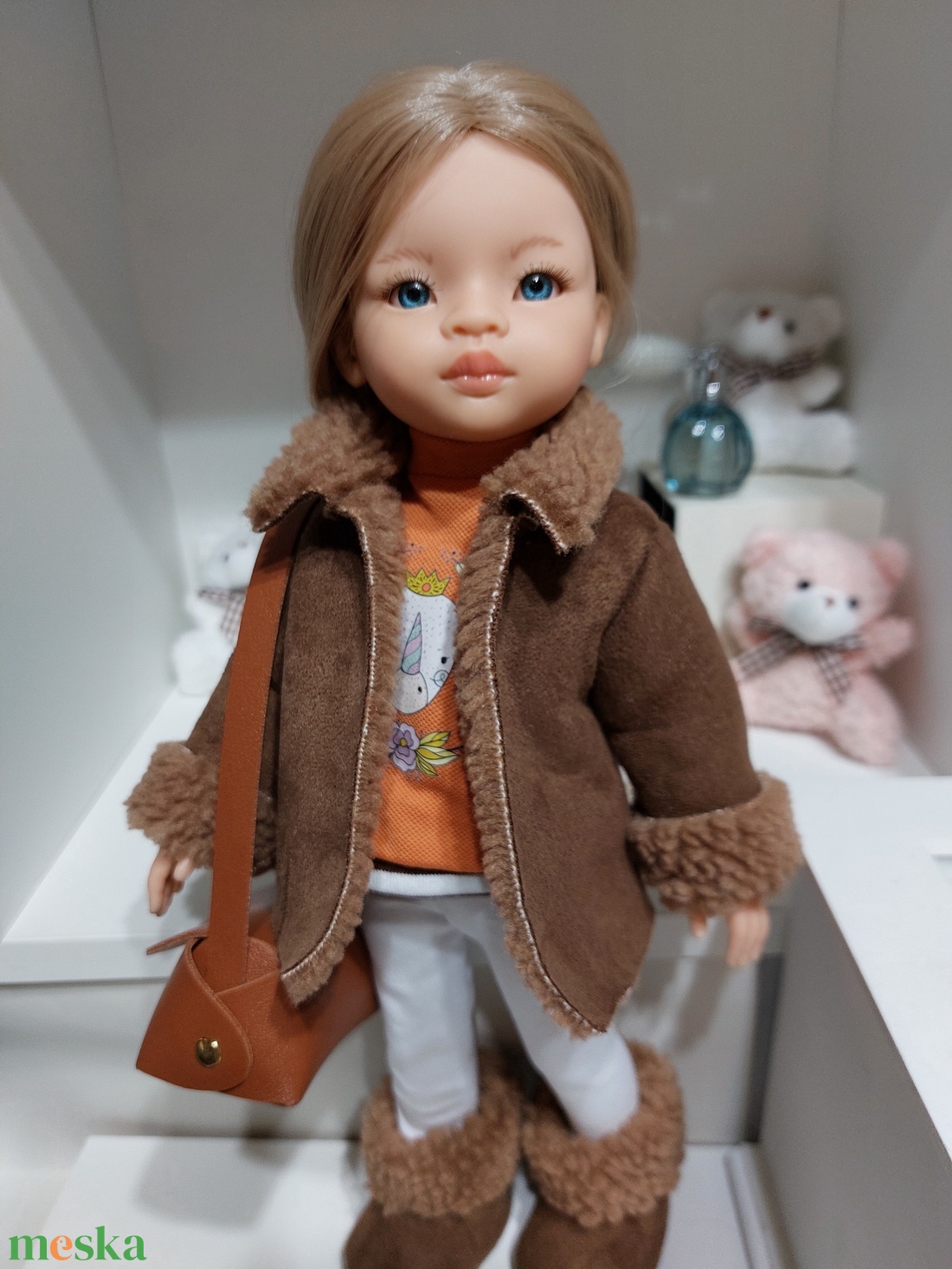 Paola Reina rövid csokoládébarna szőrmekabátka - játék & sport - baba & babaház - babaruha, babakellék - Meska.hu