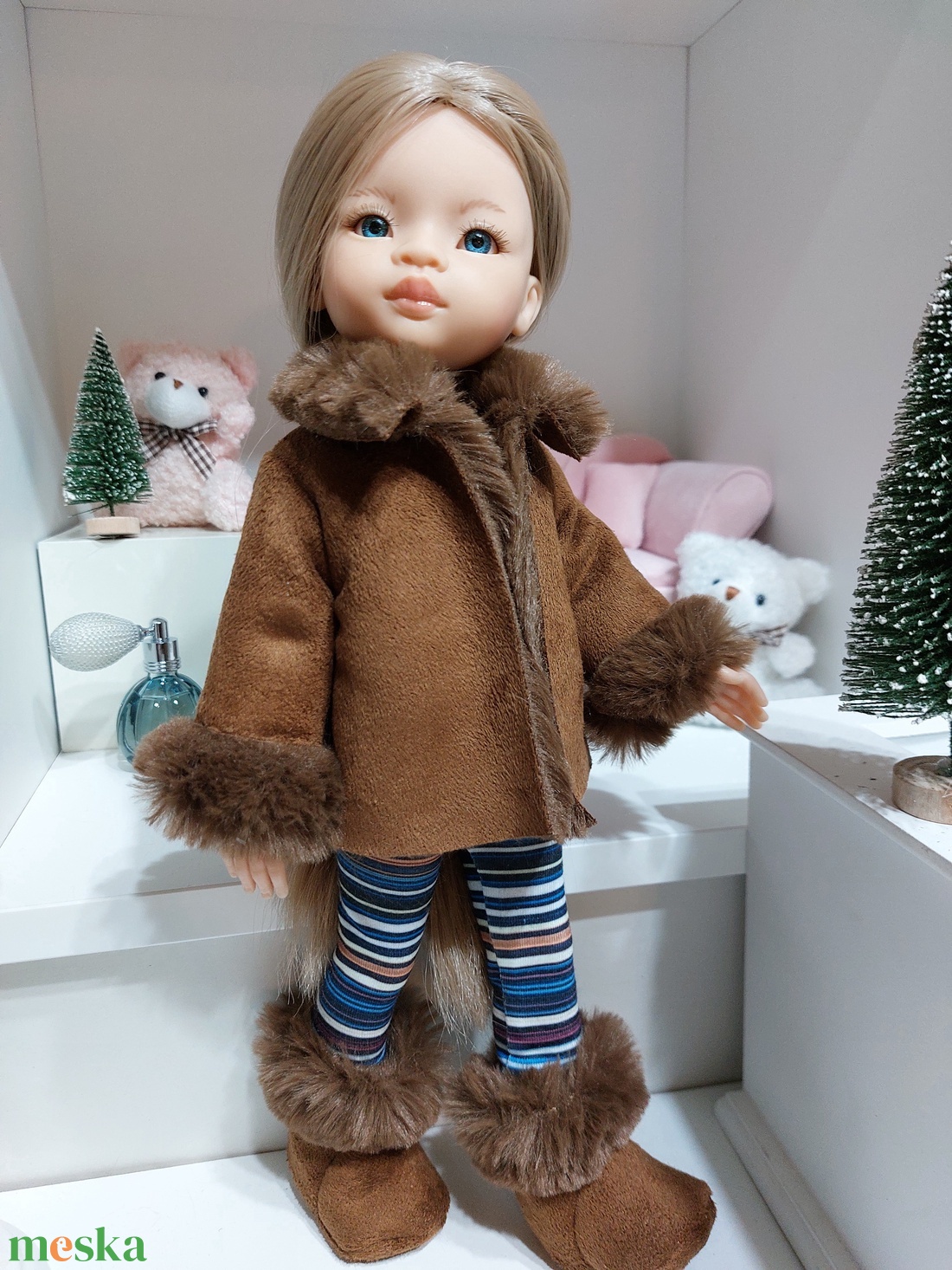 Paola Reina sötétbarna szőrmekabátka - játék & sport - baba & babaház - babaruha, babakellék - Meska.hu