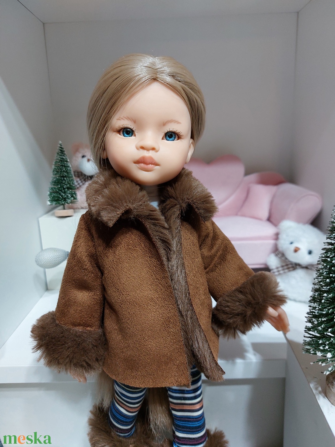 Paola Reina sötétbarna szőrmekabátka - játék & sport - baba & babaház - babaruha, babakellék - Meska.hu