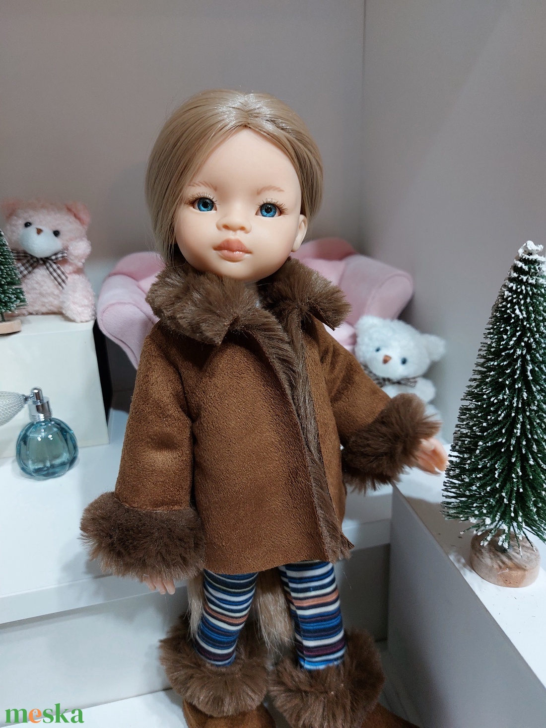 Paola Reina sötétbarna szőrmekabátka - játék & sport - baba & babaház - babaruha, babakellék - Meska.hu