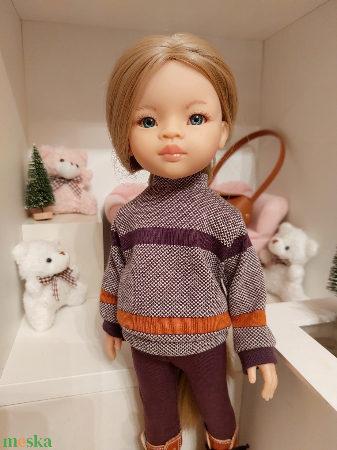 Paola Reina lilás csíkos pulcsis szett - játék & sport - baba & babaház - babaruha, babakellék - Meska.hu