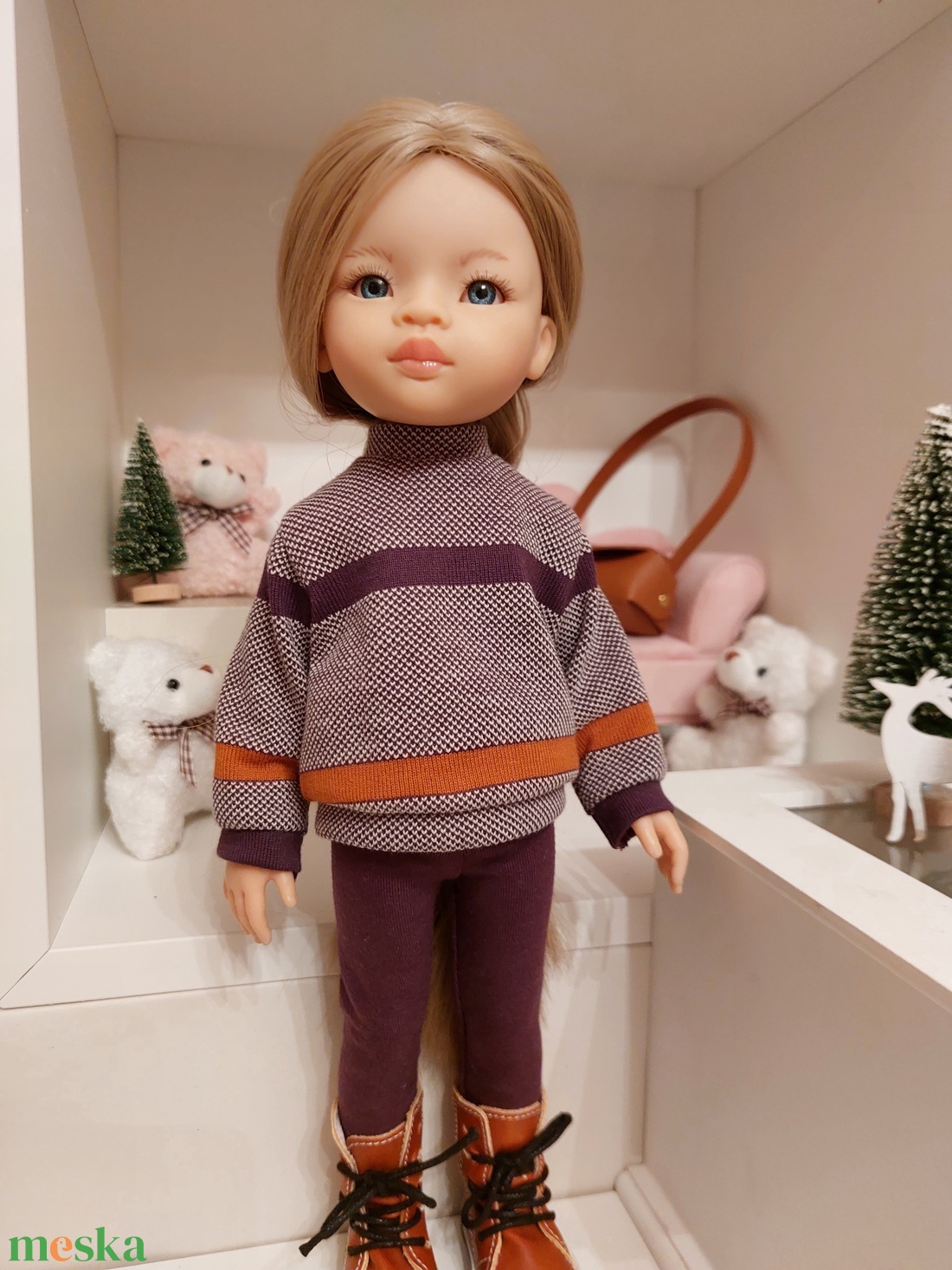 Paola Reina lilás csíkos pulcsis szett - játék & sport - baba & babaház - babaruha, babakellék - Meska.hu