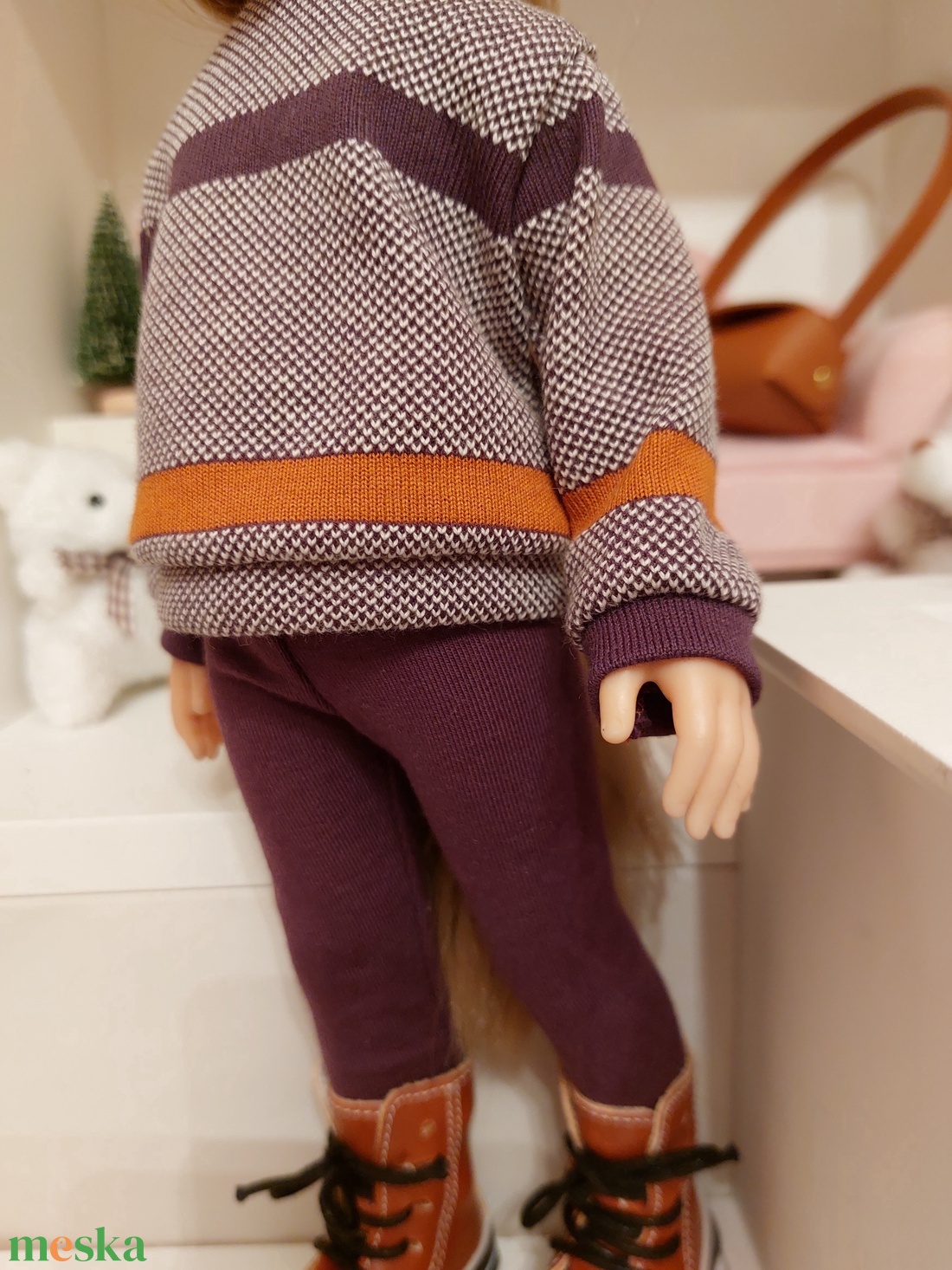 Paola Reina lilás csíkos pulcsis szett - játék & sport - baba & babaház - babaruha, babakellék - Meska.hu