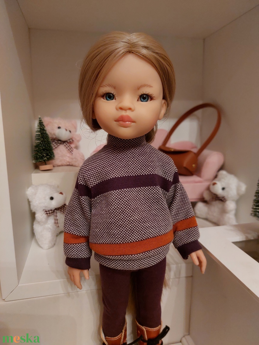 Paola Reina lilás csíkos pulcsis szett - játék & sport - baba & babaház - babaruha, babakellék - Meska.hu