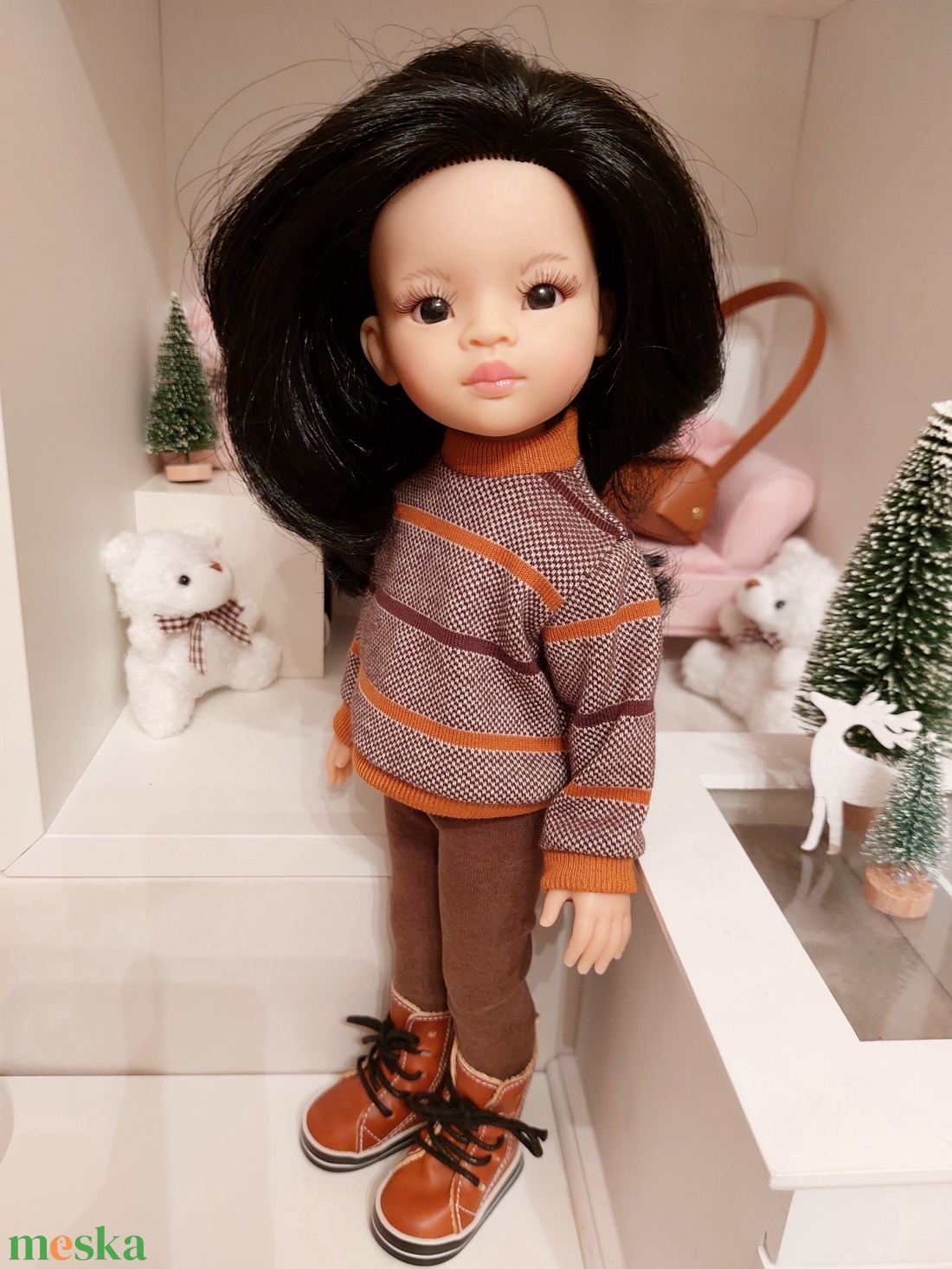 Paola Reina barna csíkos hosszú ujjú pulcsis szett - játék & sport - baba & babaház - babaruha, babakellék - Meska.hu