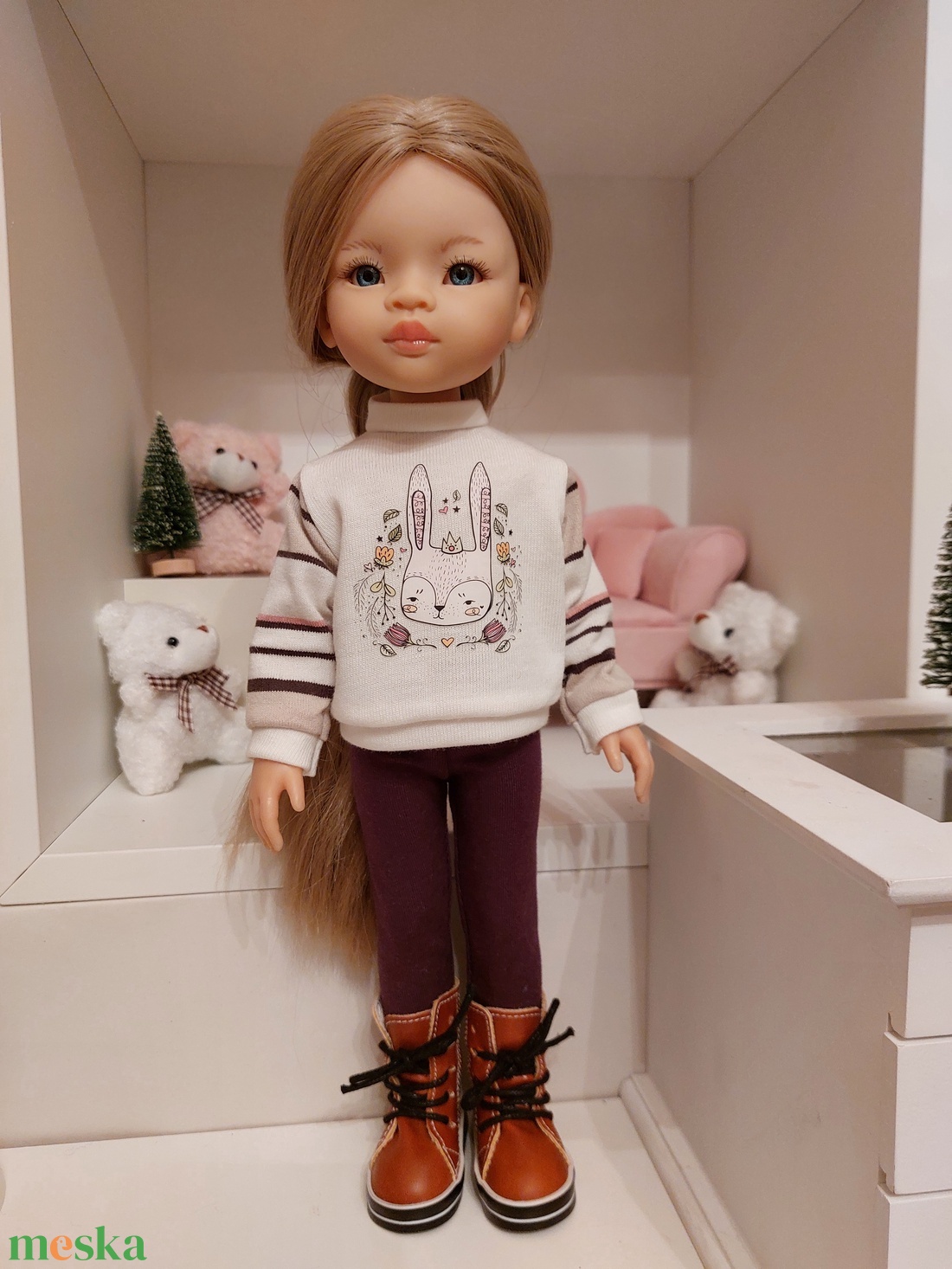 Paola Reina nyuszis pulcsis szett - játék & sport - baba & babaház - babaruha, babakellék - Meska.hu