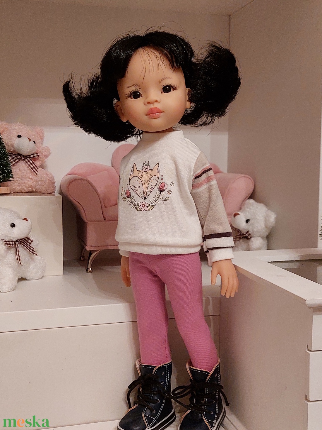 Paola Reina rókás pulcsis szett - játék & sport - baba & babaház - babaruha, babakellék - Meska.hu