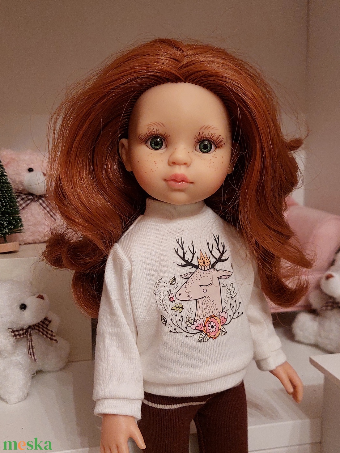 Paola Reina szarvasos pulcsis szett - játék & sport - baba & babaház - babaruha, babakellék - Meska.hu