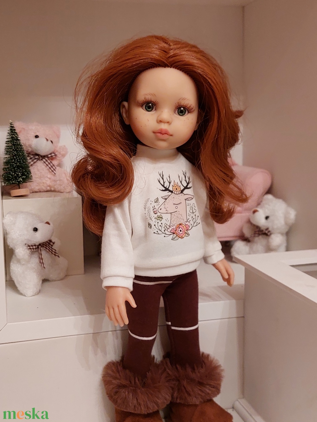 Paola Reina szarvasos pulcsis szett - játék & sport - baba & babaház - babaruha, babakellék - Meska.hu