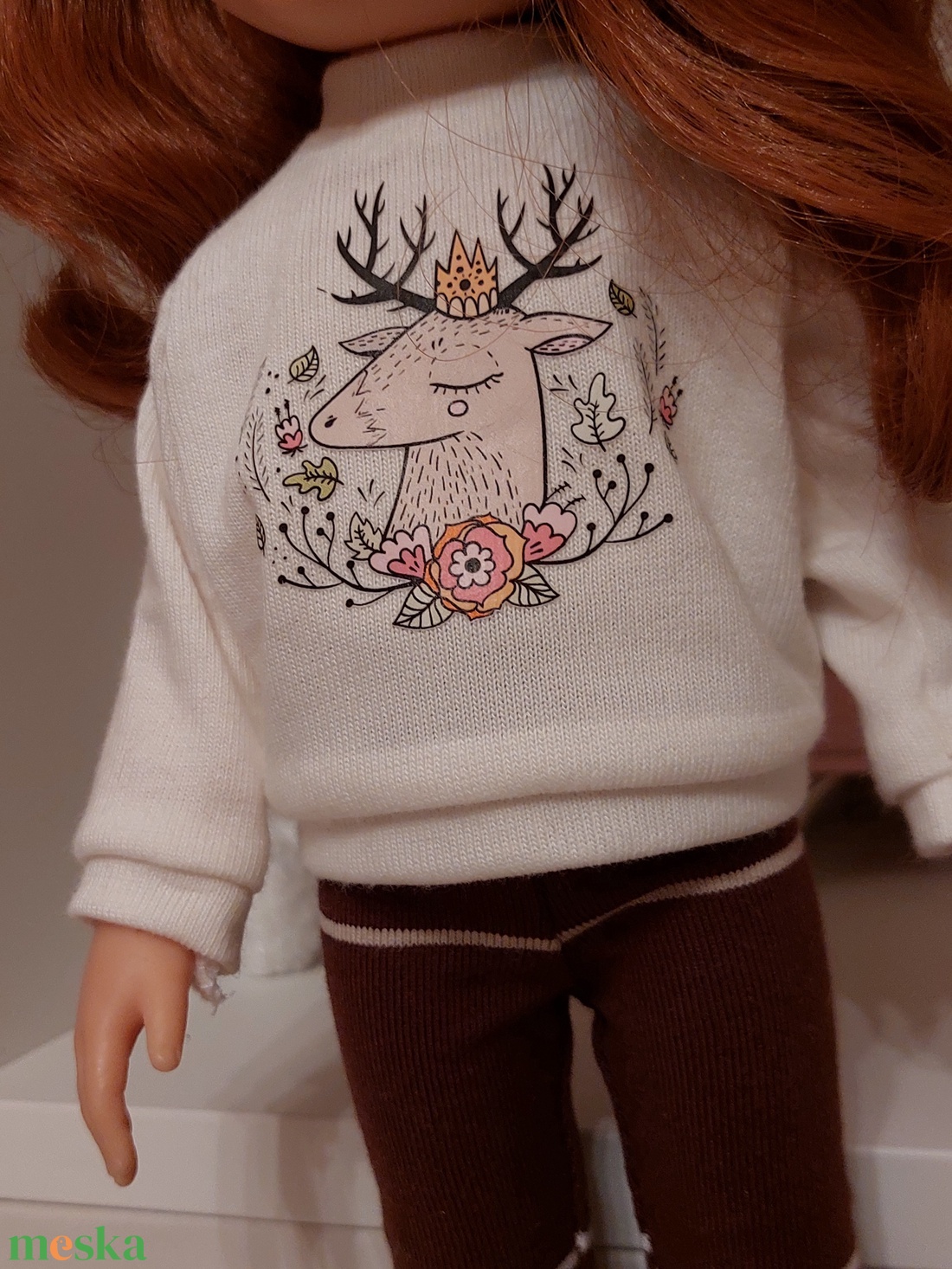 Paola Reina szarvasos pulcsis szett - játék & sport - baba & babaház - babaruha, babakellék - Meska.hu