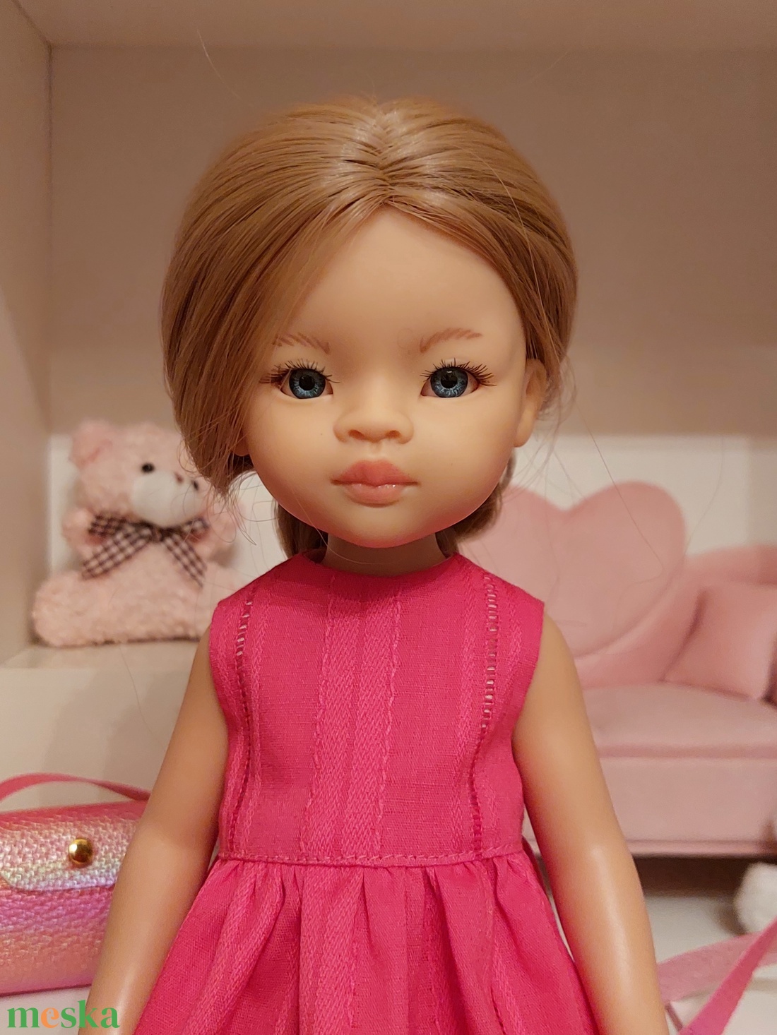 Paola Reina sötétrózsaszín ujjatlan ruha - játék & sport - baba & babaház - játékbaba, babakellék - Meska.hu