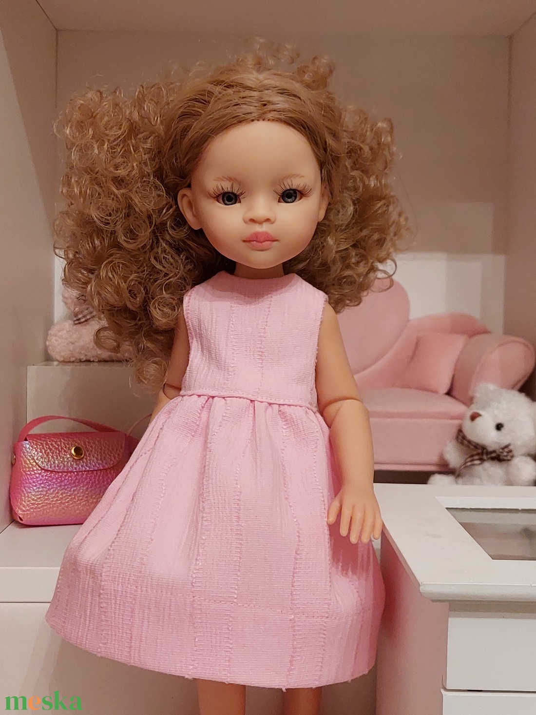 Paola Reina halványrózsaszín ujjatlan ruha - játék & sport - baba & babaház - játékbaba, babakellék - Meska.hu