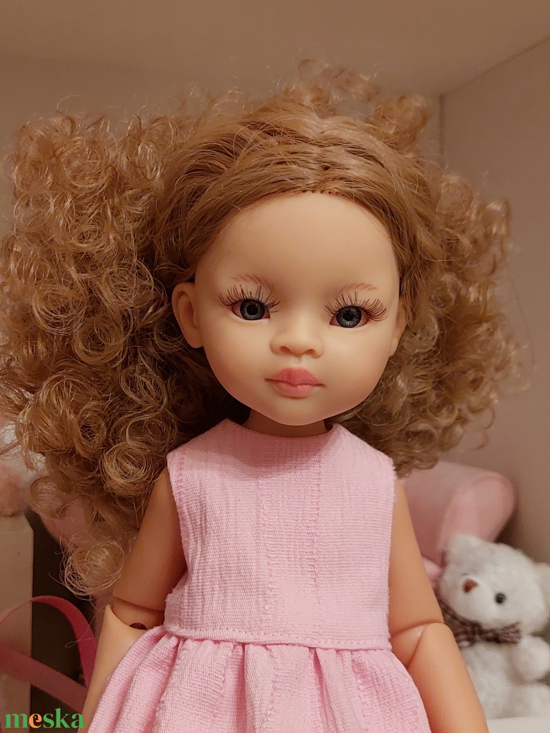 Paola Reina halványrózsaszín ujjatlan ruha - játék & sport - baba & babaház - játékbaba, babakellék - Meska.hu