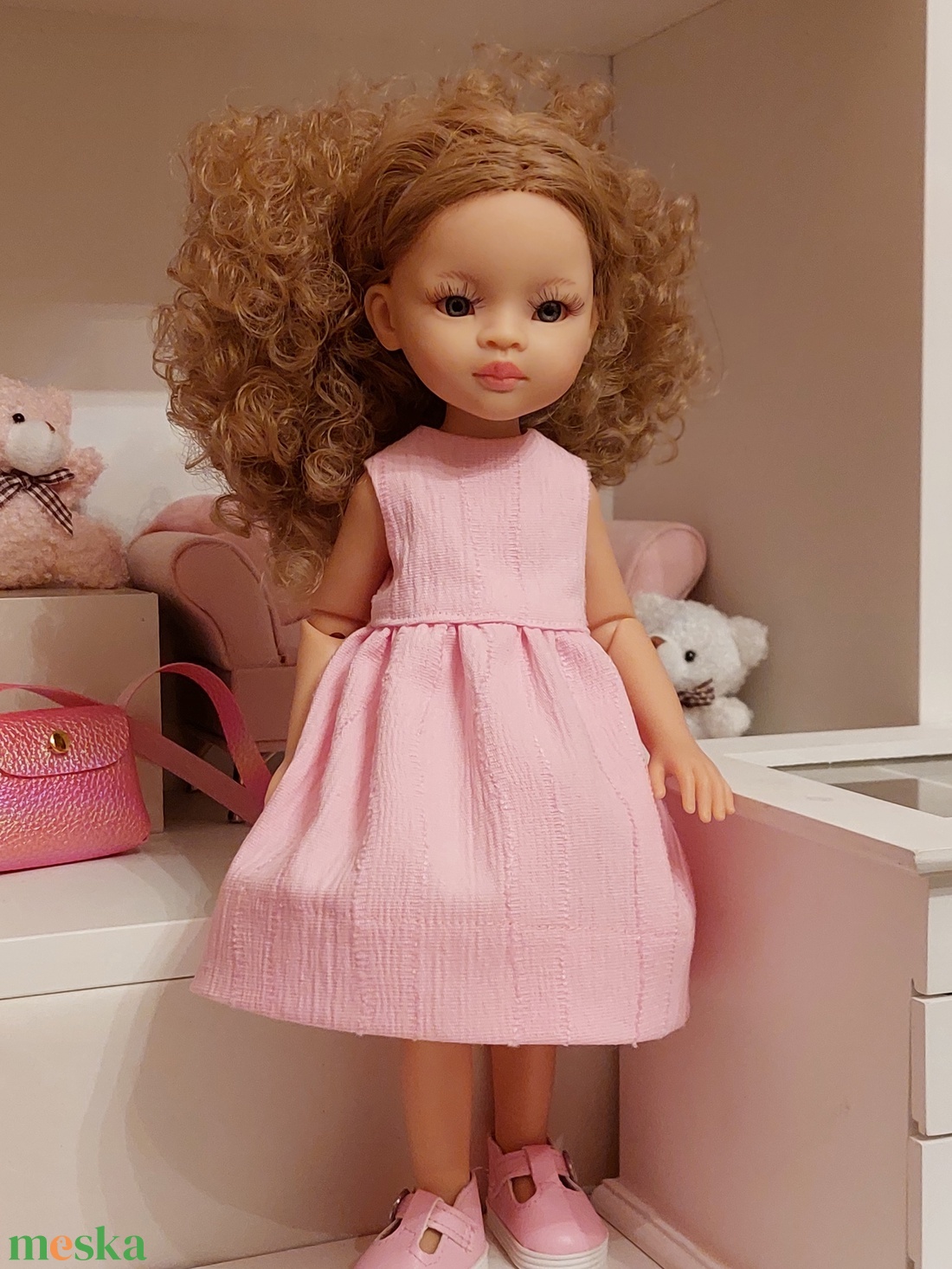 Paola Reina halványrózsaszín ujjatlan ruha - játék & sport - baba & babaház - játékbaba, babakellék - Meska.hu