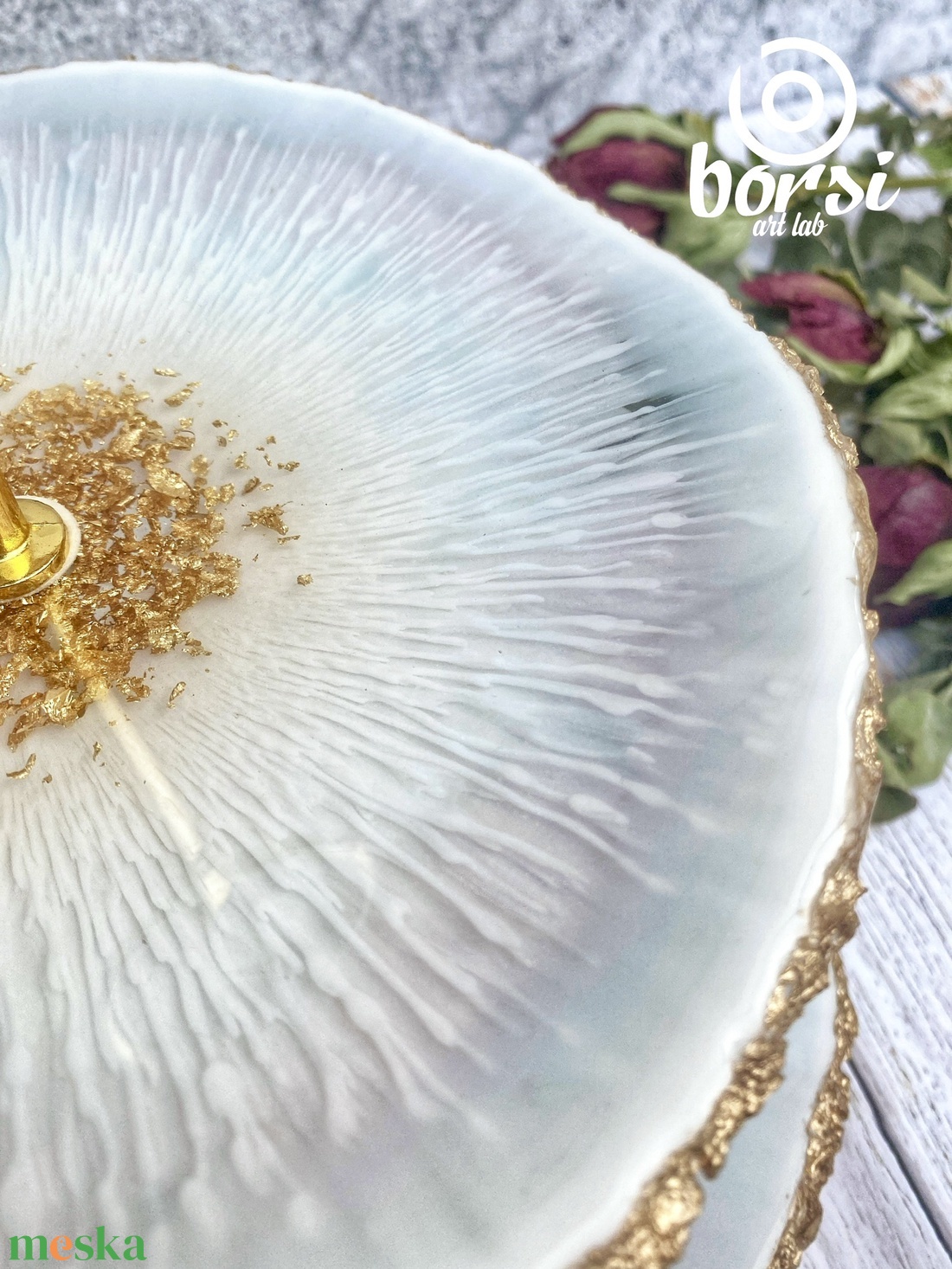 Műgyanta geóda 2emletes sütemény tálaló állvány, hajlított - otthon & életmód - konyhafelszerelés, tálalás - tálalás - kínálótál - Meska.hu