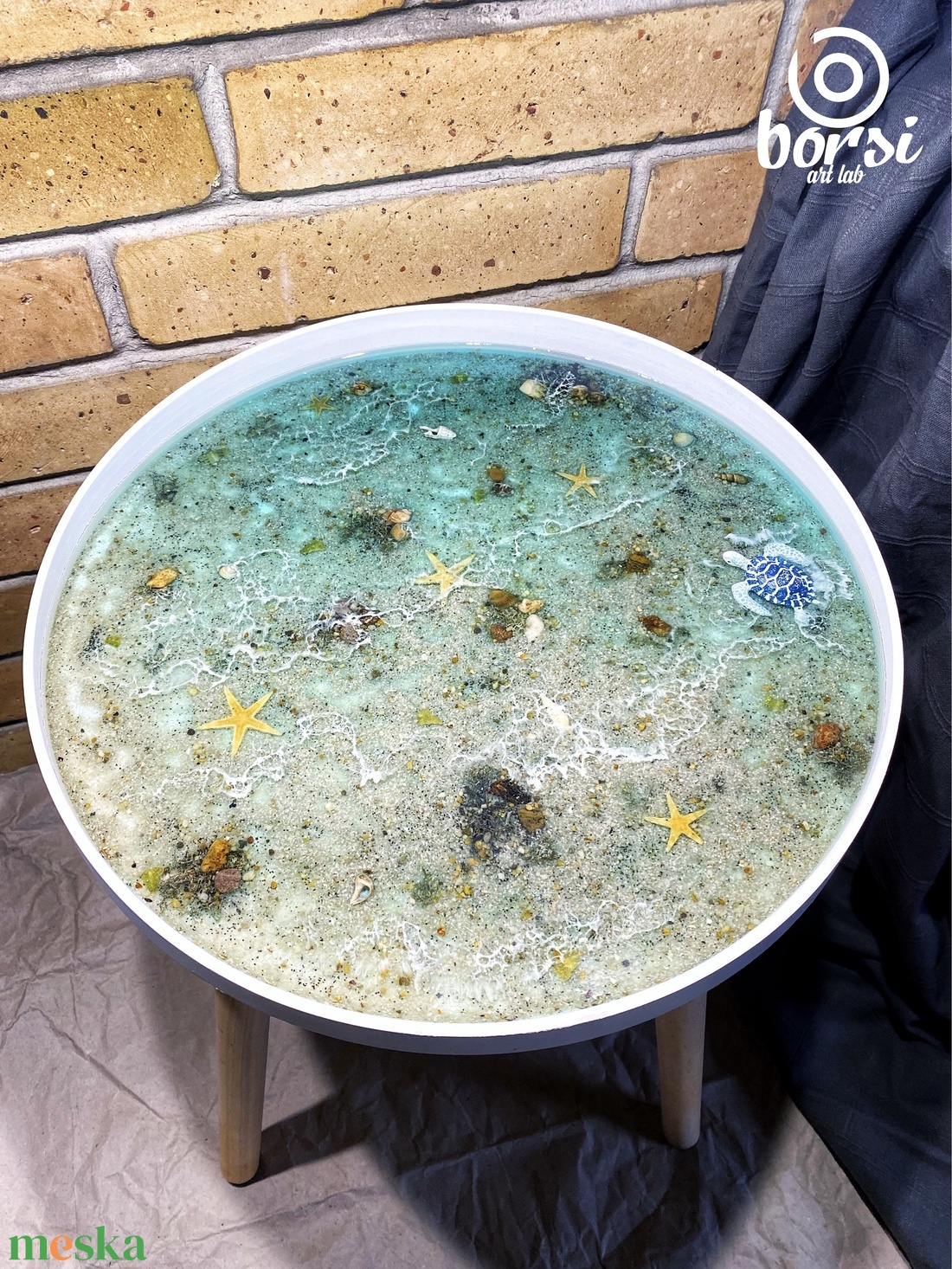 Műgyanta tenger dohányzóasztal - otthon & életmód - bútor - asztal - Meska.hu