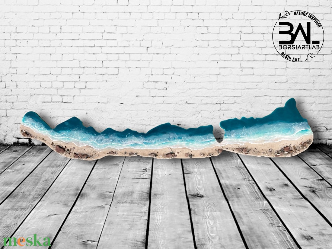 Műgyanta Balaton falikép 120 cm, balatoni homokkal, kagylókkal, kövekkel - otthon & életmód - dekoráció - kép & falikép - 3d képek - Meska.hu