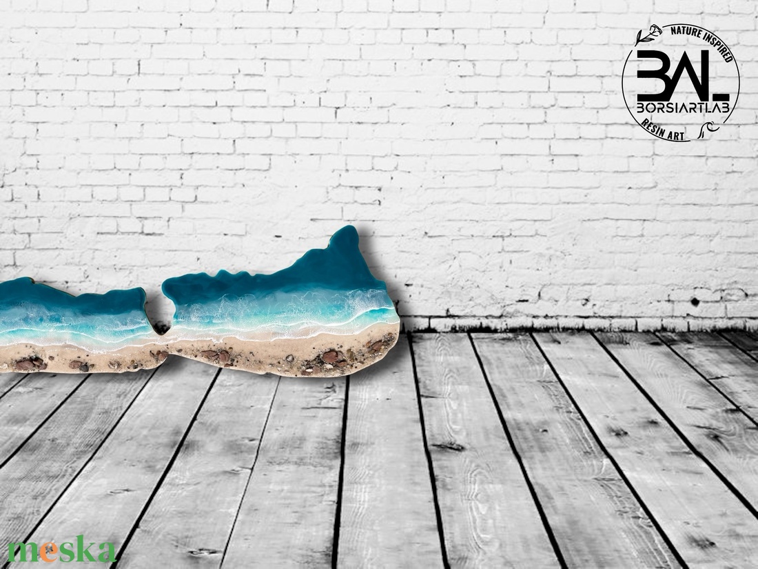 Műgyanta Balaton falikép 120 cm, balatoni homokkal, kagylókkal, kövekkel - otthon & életmód - dekoráció - kép & falikép - 3d képek - Meska.hu