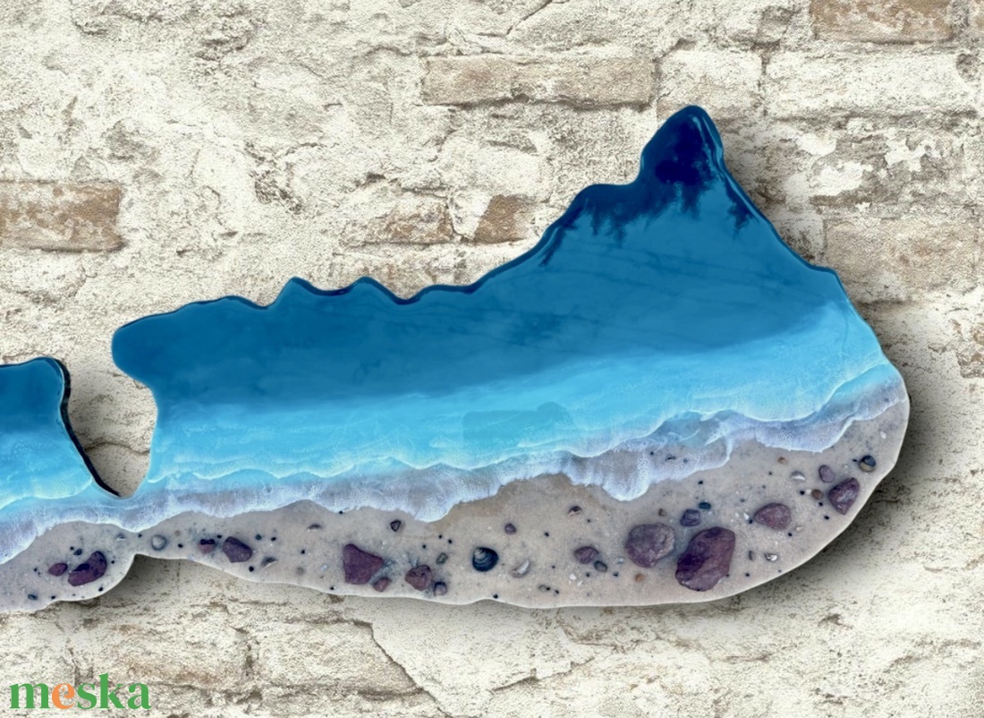 Műgyanta Balaton falikép 200 cm, balatoni homokkal, kagylókkal, kövekkel - otthon & életmód - dekoráció - kép & falikép - 3d képek - Meska.hu