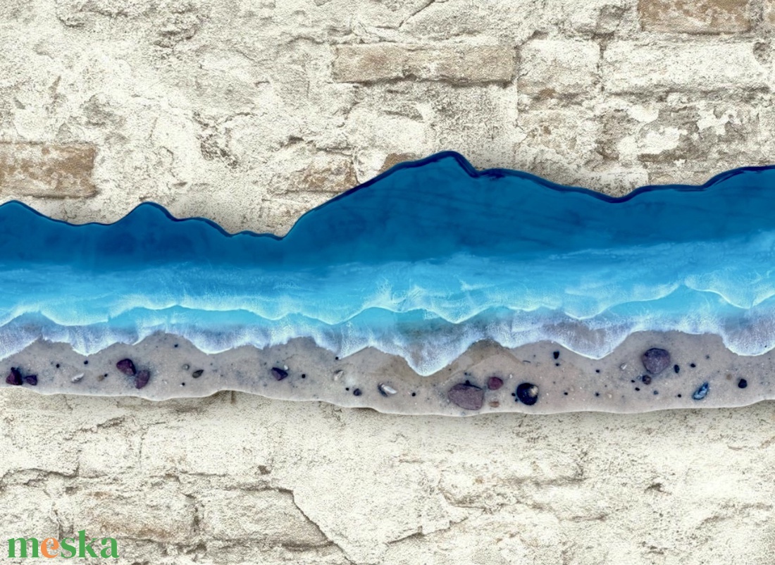 Műgyanta Balaton falikép 200 cm, balatoni homokkal, kagylókkal, kövekkel - otthon & életmód - dekoráció - kép & falikép - 3d képek - Meska.hu